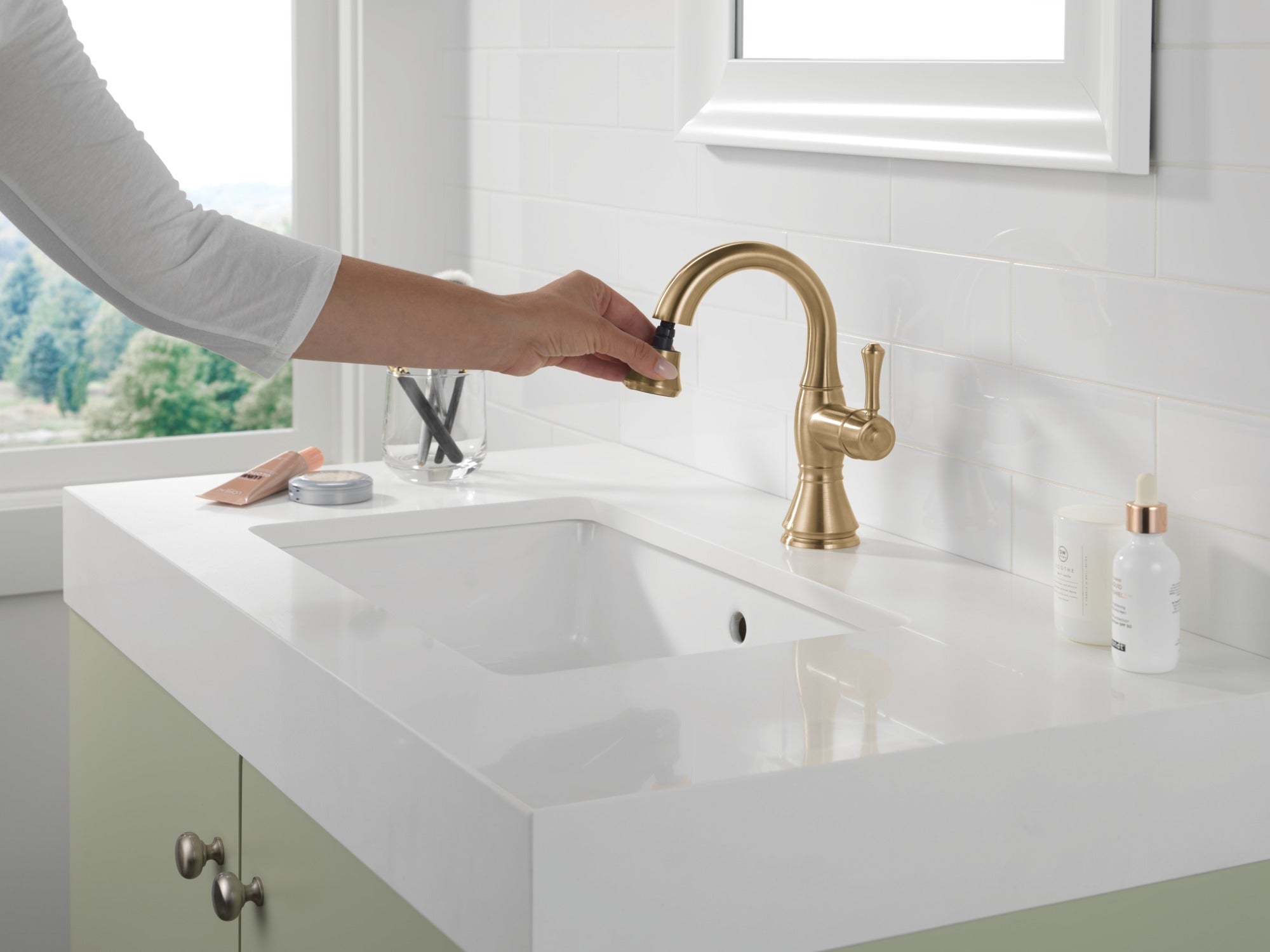 Delta Cassidy® Single Handle Pull Down Bathroom Faucet
