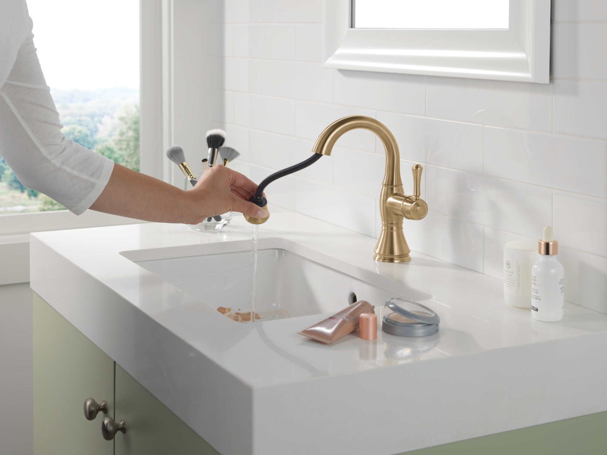 Delta Cassidy® Single Handle Pull Down Bathroom Faucet
