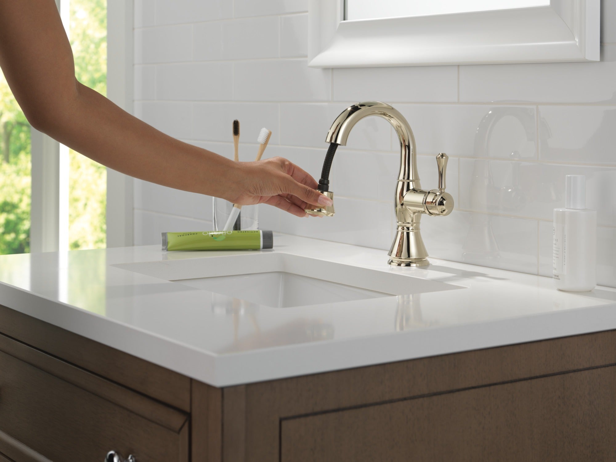Delta Cassidy® Single Handle Pull Down Bathroom Faucet