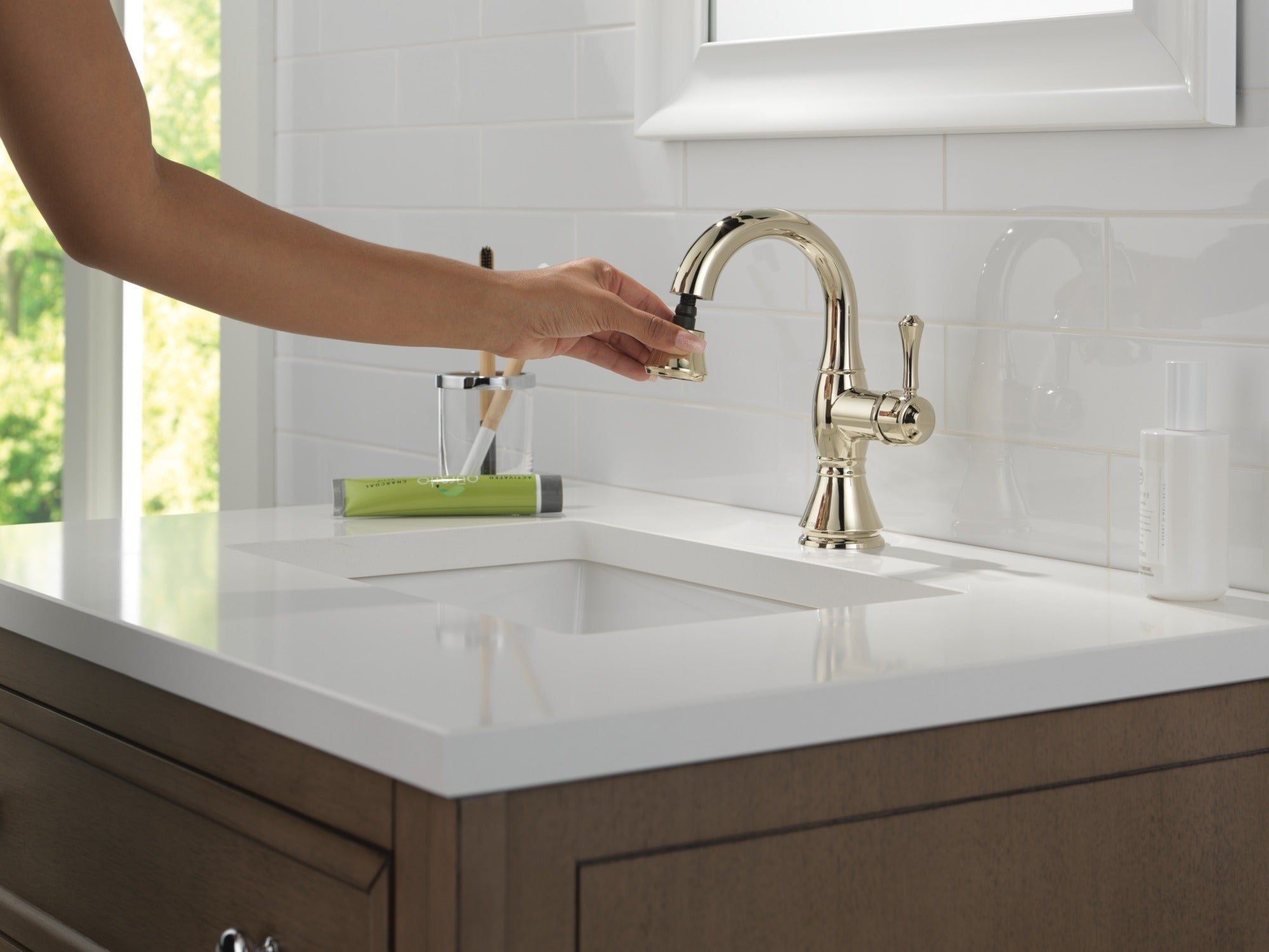 Delta Cassidy® Single Handle Pull Down Bathroom Faucet