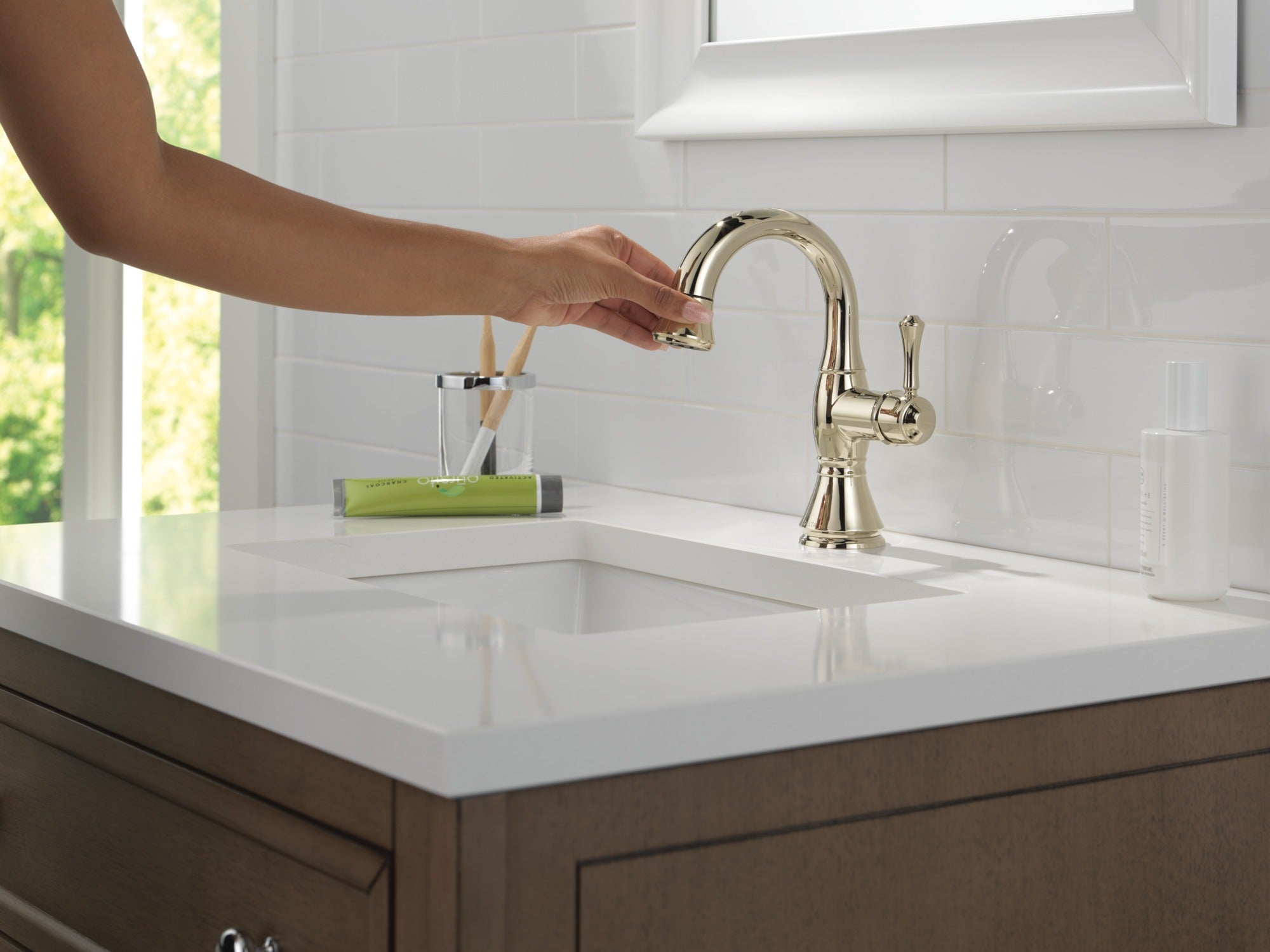 Delta Cassidy® Single Handle Pull Down Bathroom Faucet
