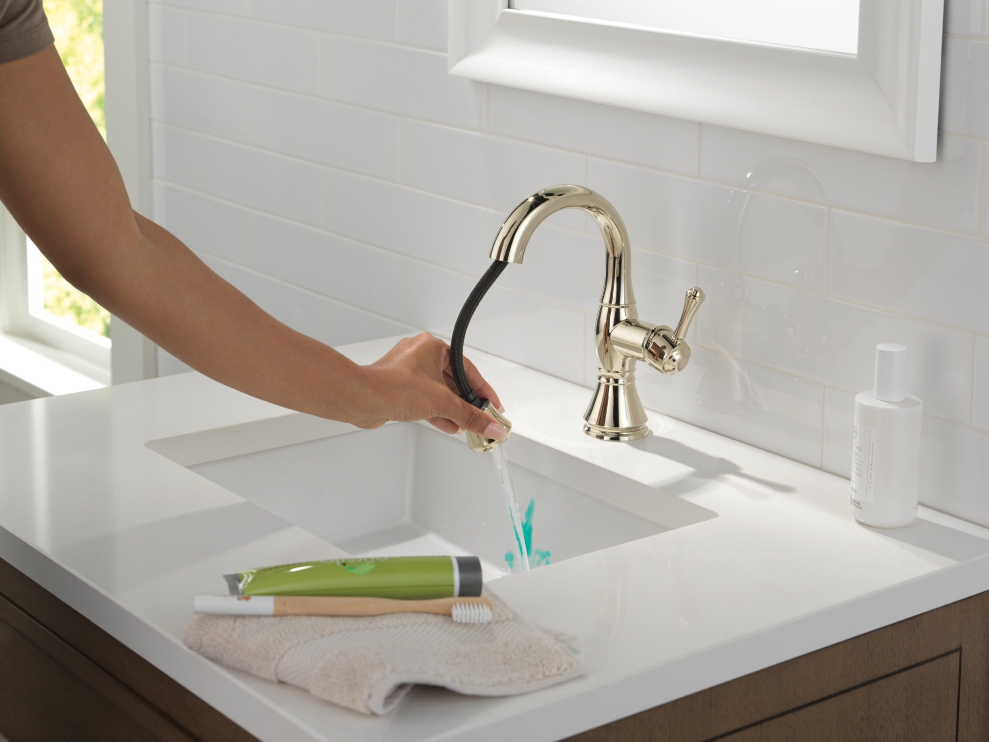 Delta Cassidy® Single Handle Pull Down Bathroom Faucet