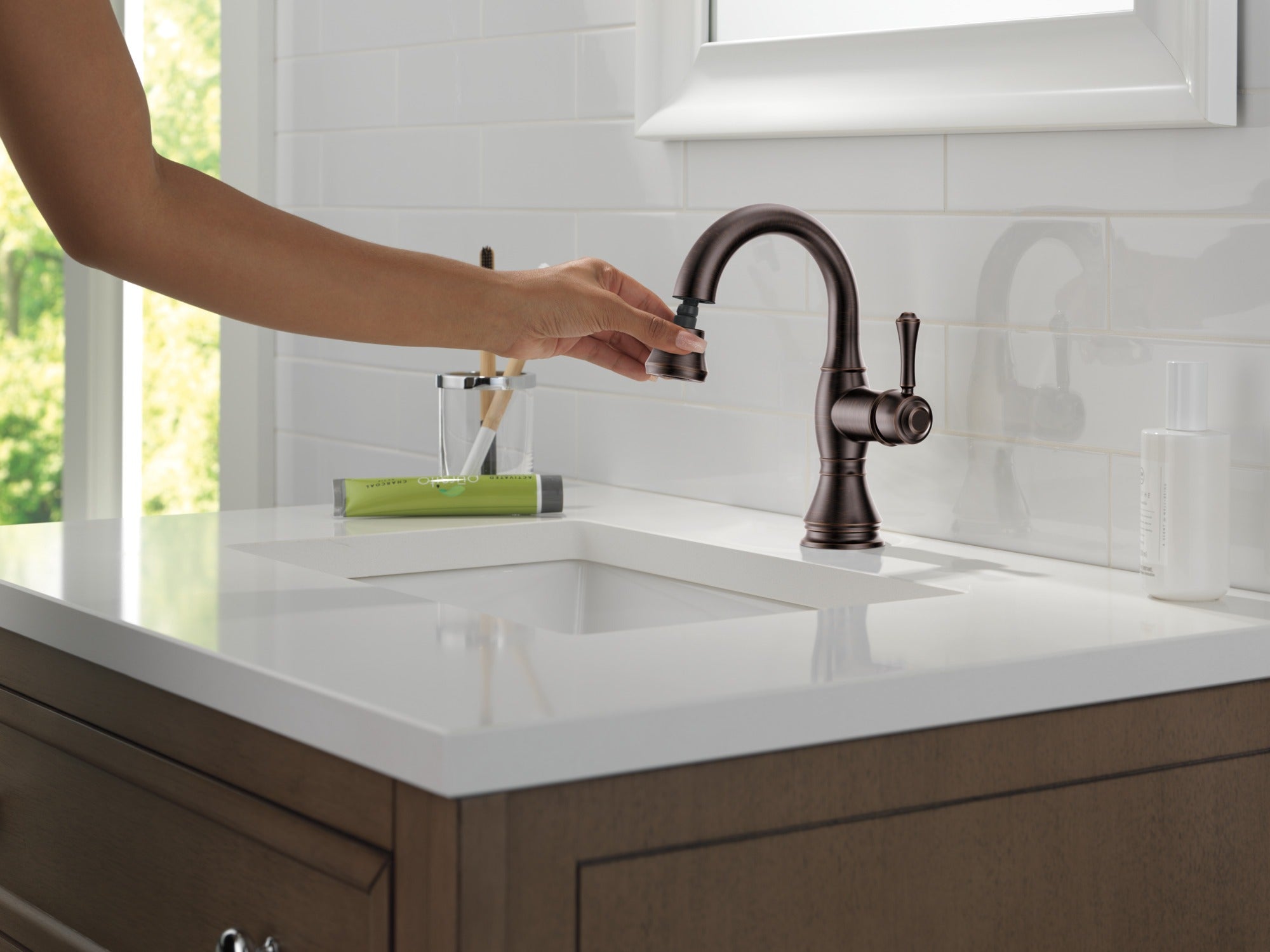 Delta Cassidy® Single Handle Pull Down Bathroom Faucet