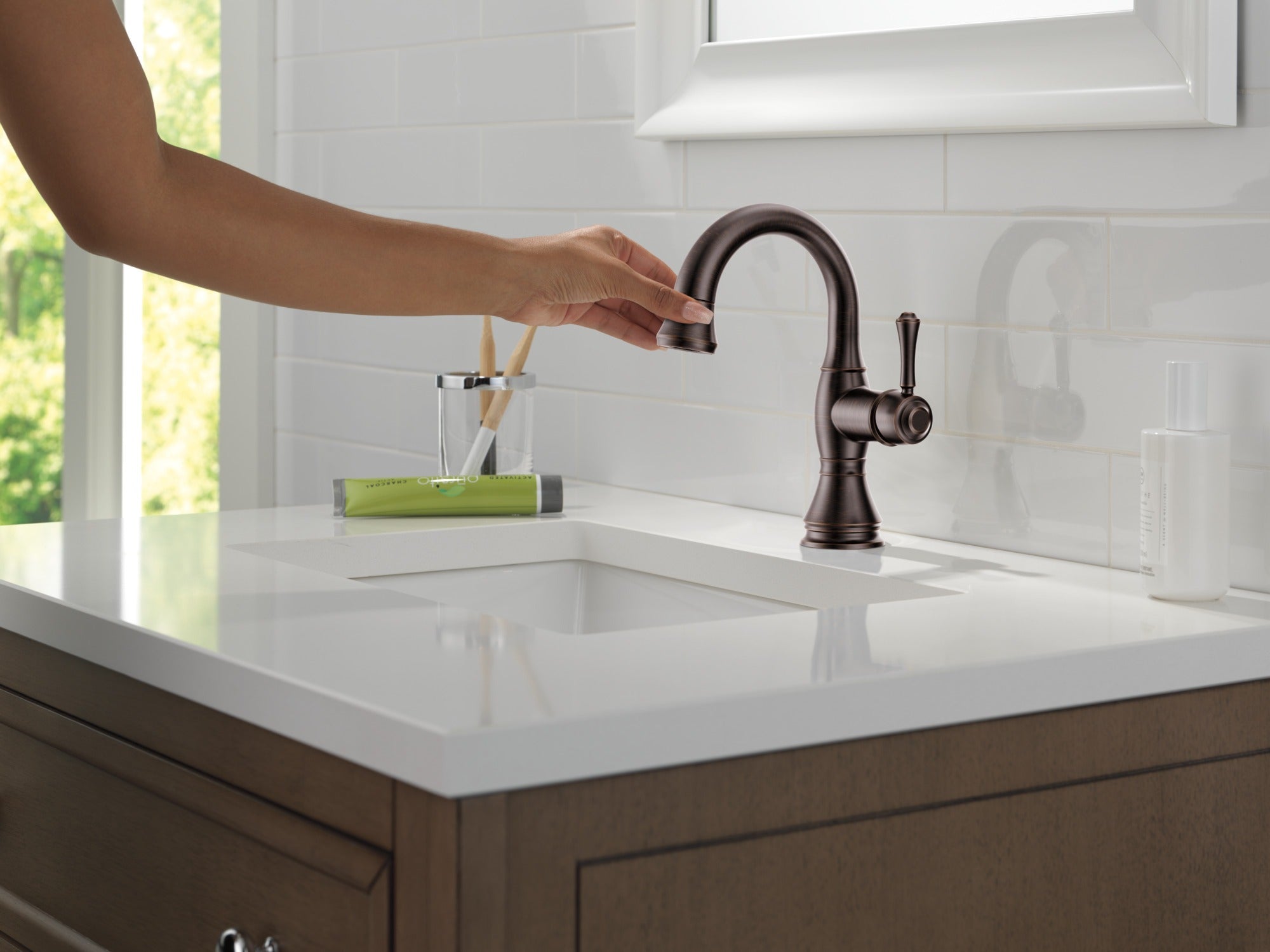 Delta Cassidy® Single Handle Pull Down Bathroom Faucet