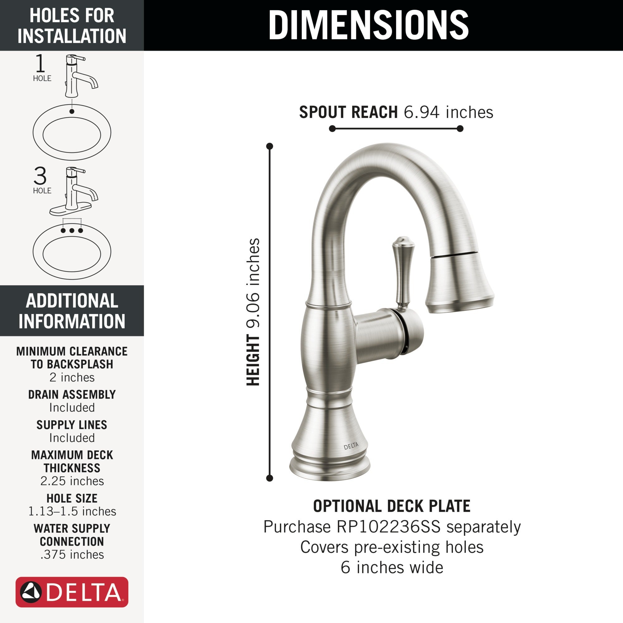 Delta Cassidy® Single Handle Pull Down Bathroom Faucet
