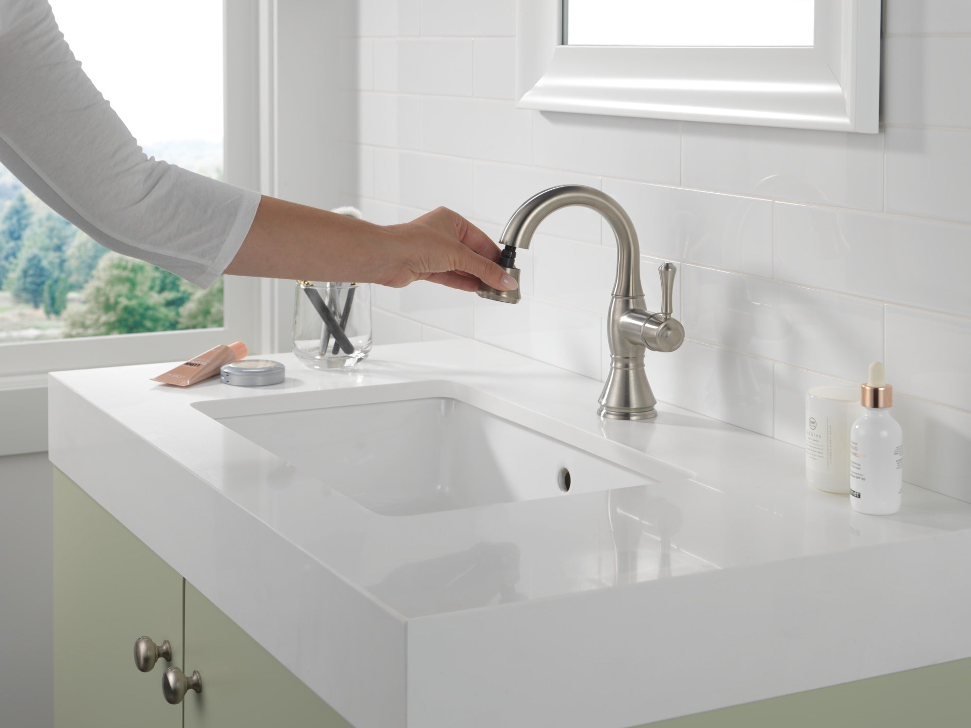 Delta Cassidy® Single Handle Pull Down Bathroom Faucet