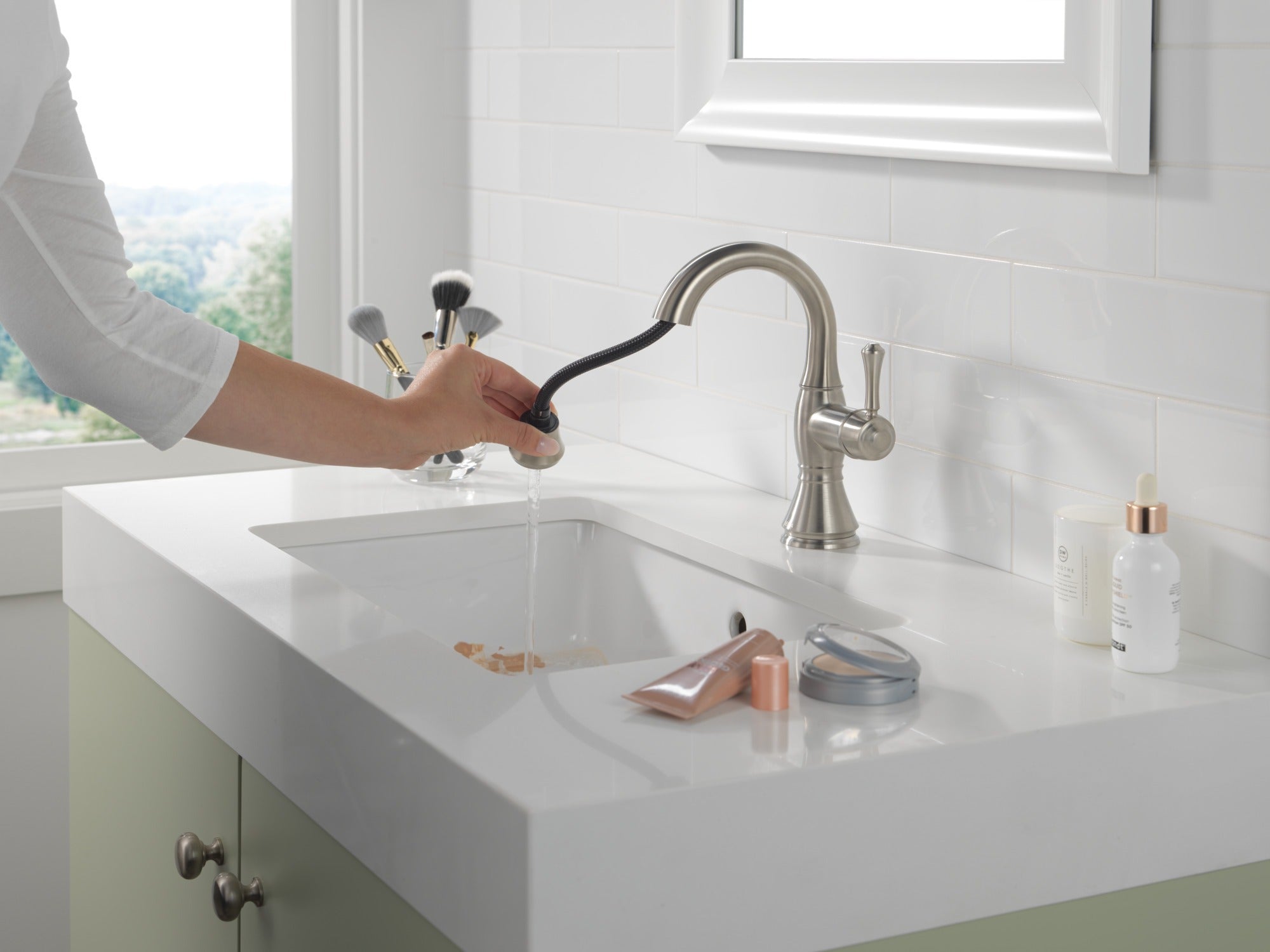 Delta Cassidy® Single Handle Pull Down Bathroom Faucet