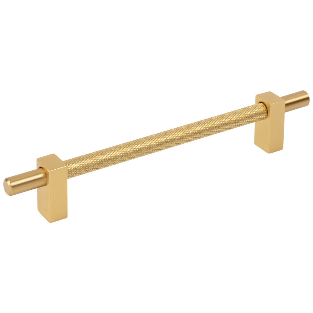 96 mm Center-to-Center Satin Nickel Larkin 3 Knurled Center Cabinet Bar Pull