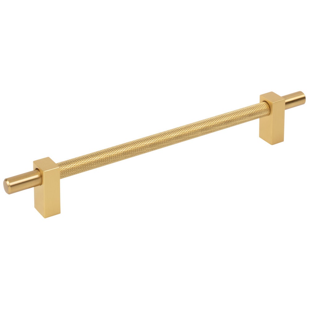 96 mm Center-to-Center Satin Nickel Larkin 3 Knurled Center Cabinet Bar Pull