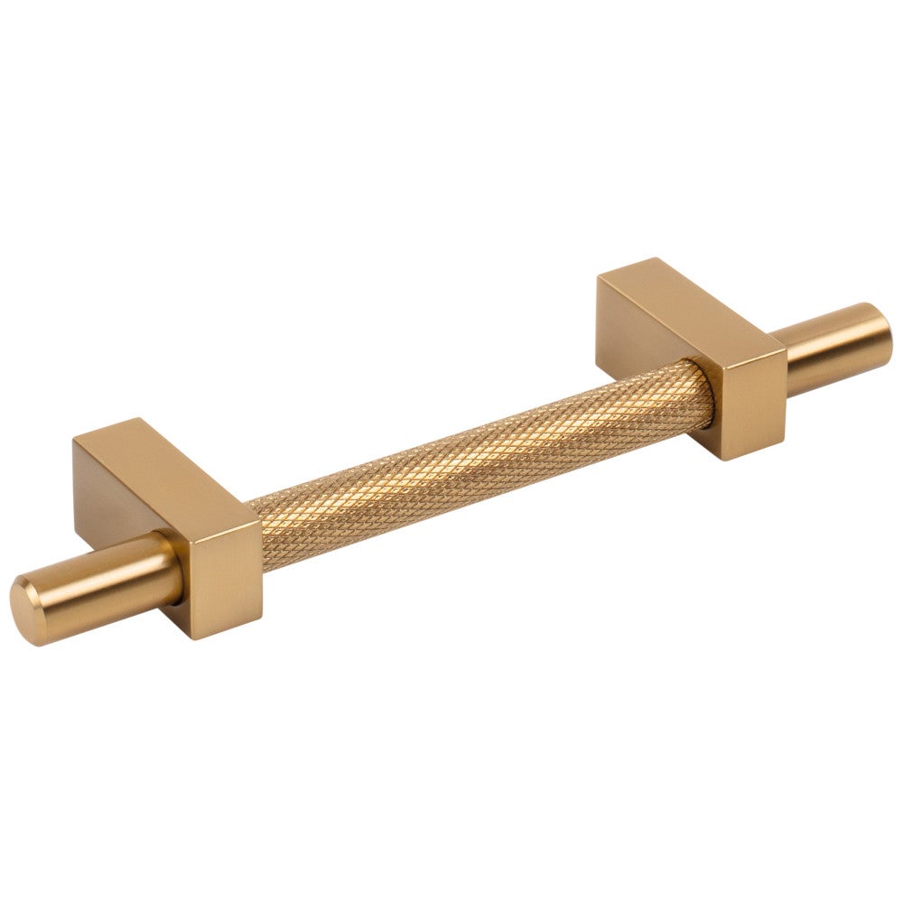 96 mm Center-to-Center Satin Nickel Larkin 3 Knurled Center Cabinet Bar Pull