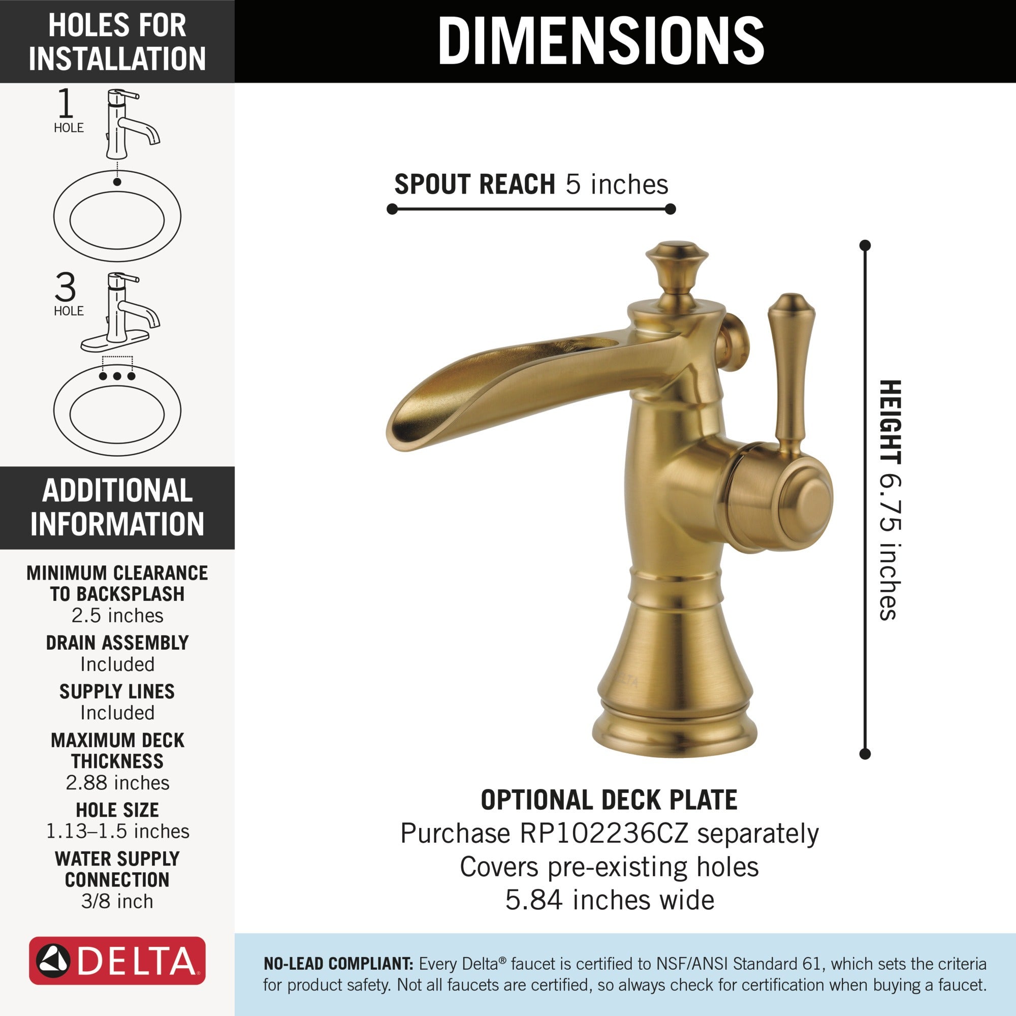 Delta Cassidy® Single Handle Channel Bathroom Faucet