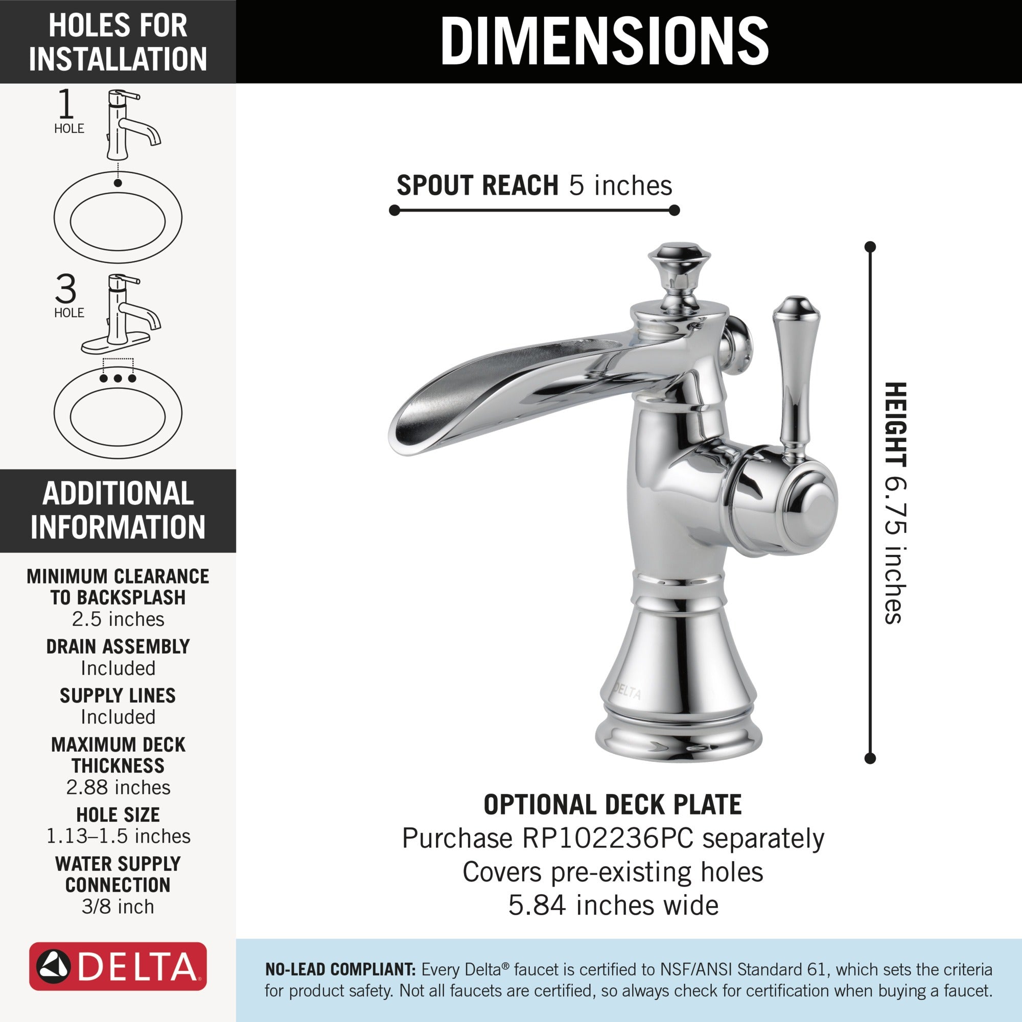 Delta Cassidy® Single Handle Channel Bathroom Faucet