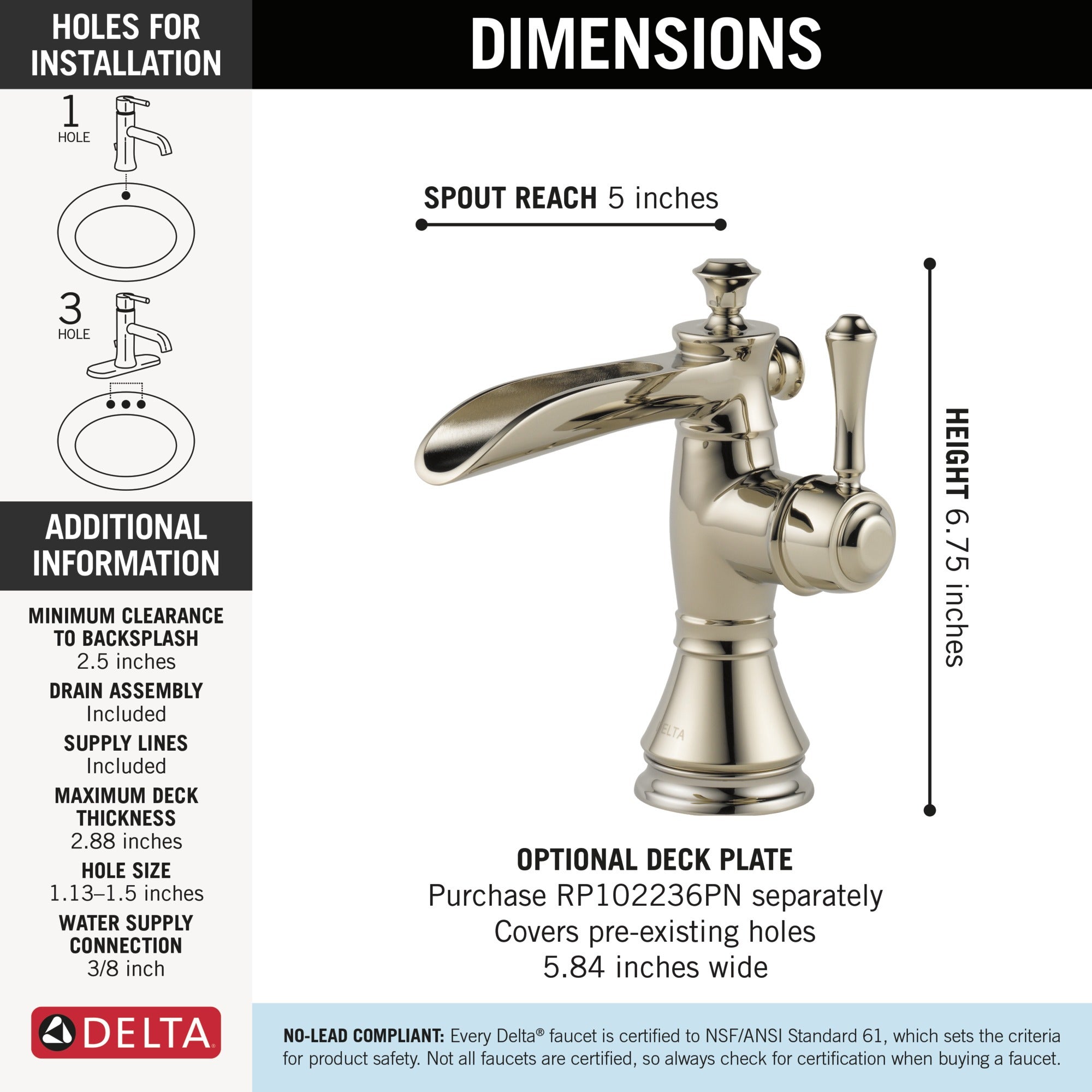 Delta Cassidy® Single Handle Channel Bathroom Faucet