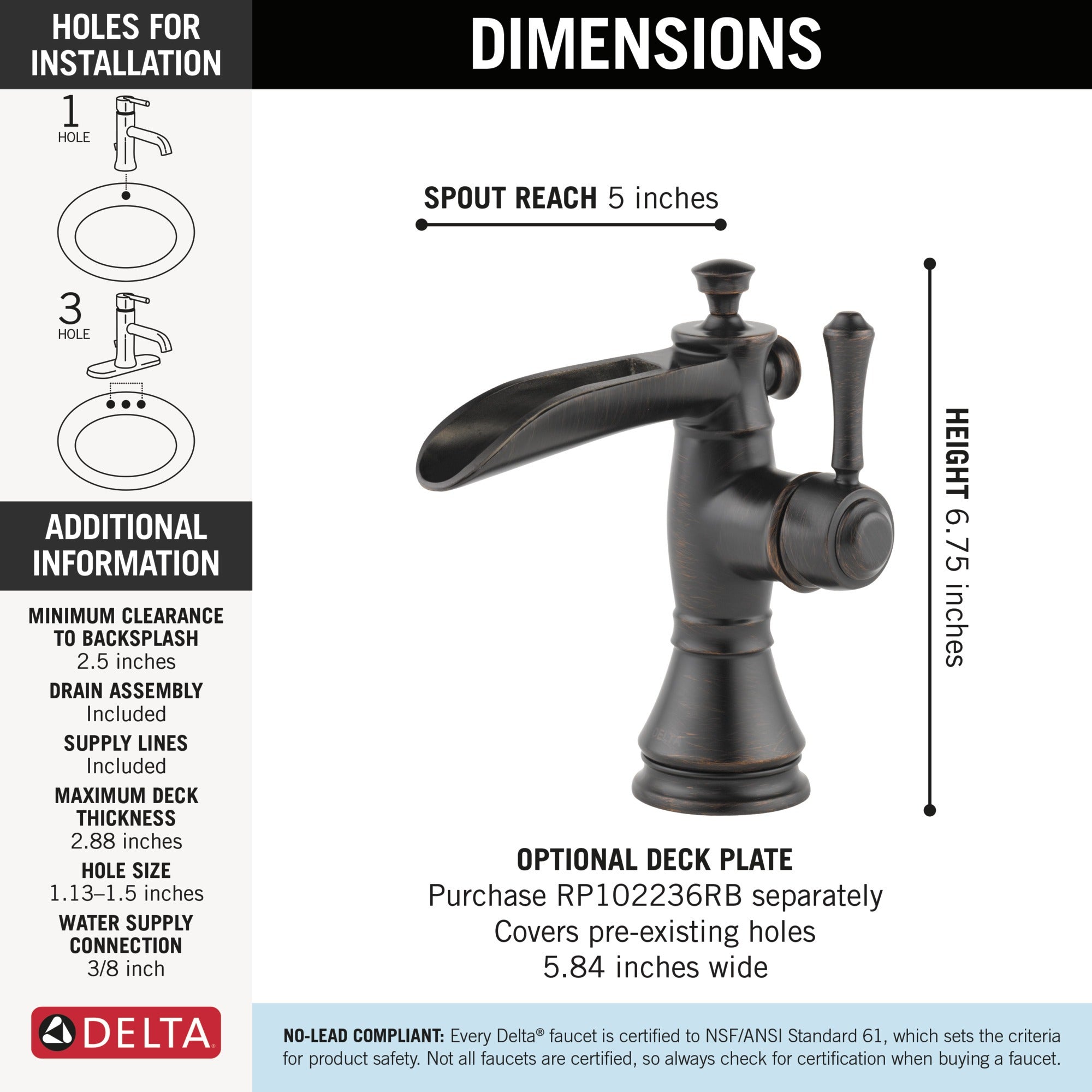 Delta Cassidy® Single Handle Channel Bathroom Faucet