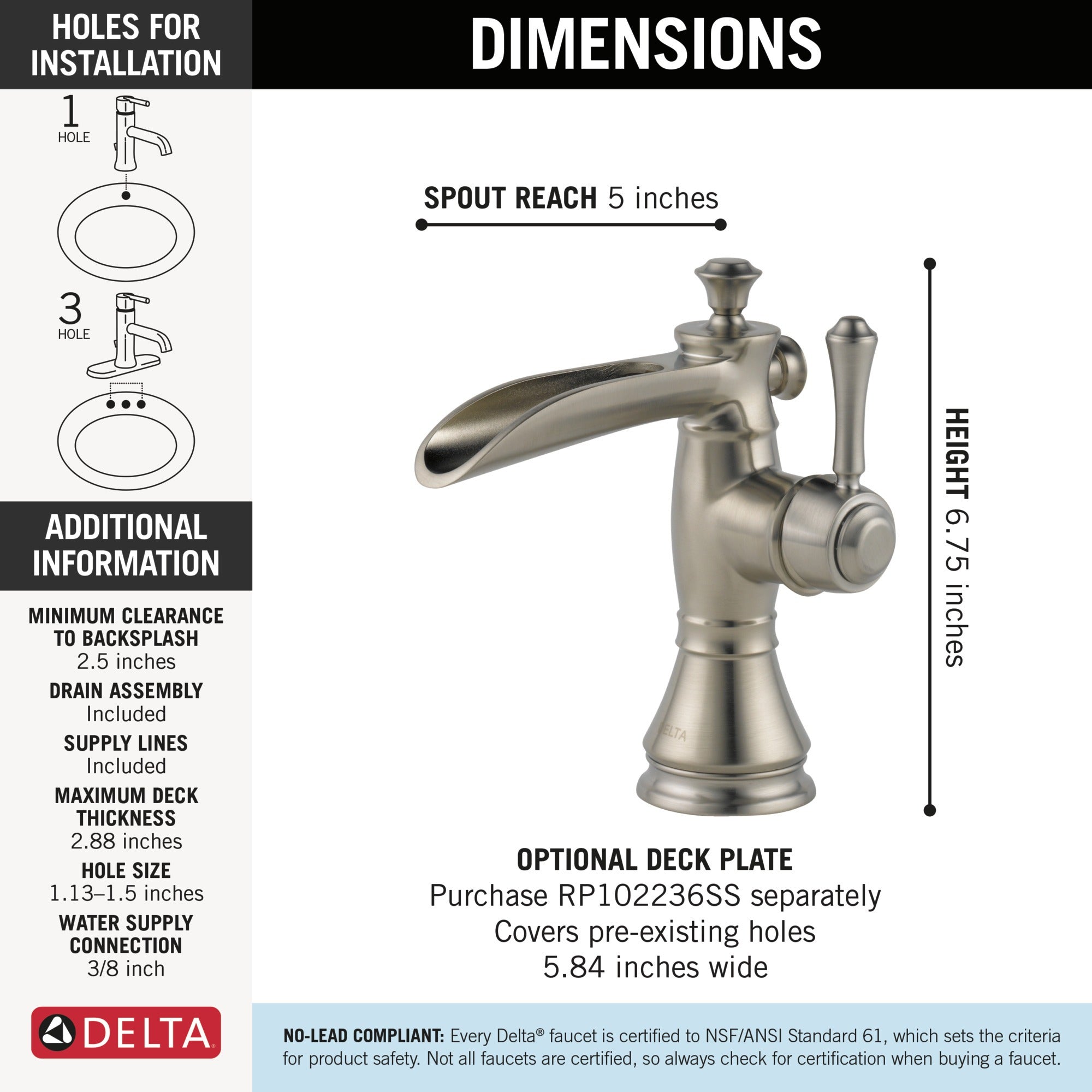 Delta Cassidy® Single Handle Channel Bathroom Faucet