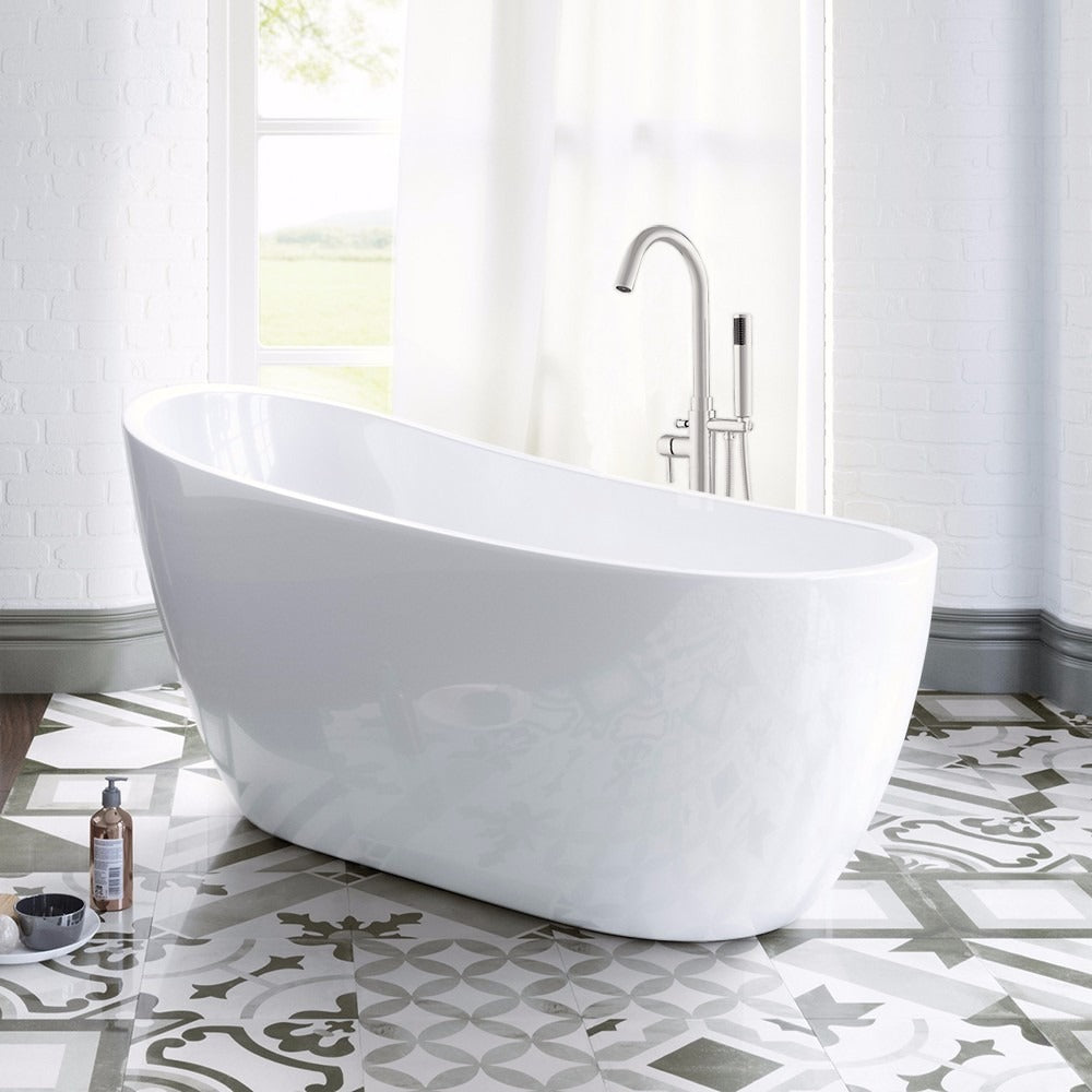 WOODBRIDGE 54" Acrylic Freestanding Bathtub Contemporary Soaking Tub with Drain & Overflow, B0006