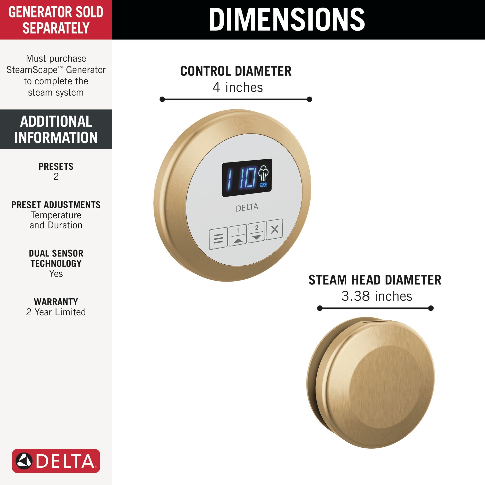 Delta Universal Showering Components Round Steam Package