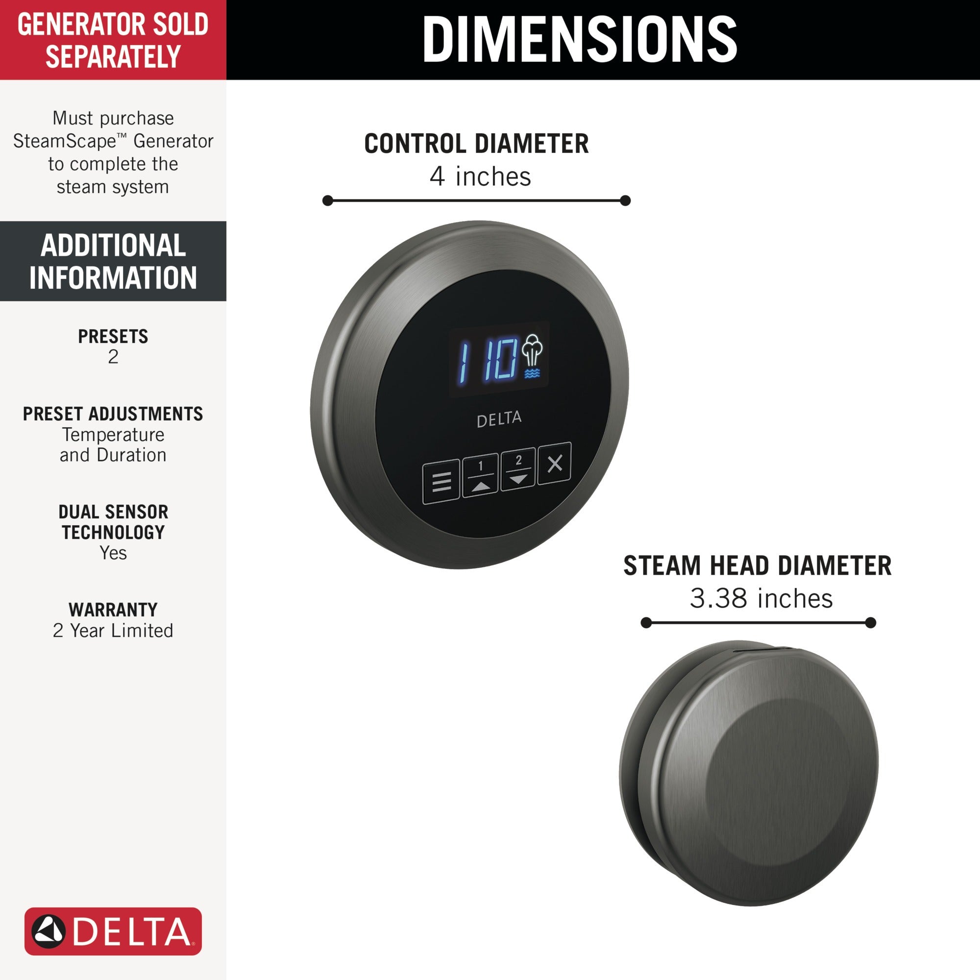 Delta Universal Showering Components Round Steam Package