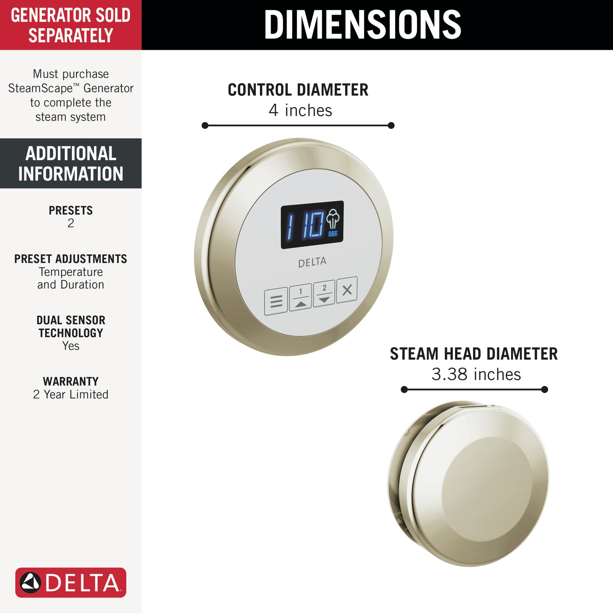 Delta Universal Showering Components Round Steam Package