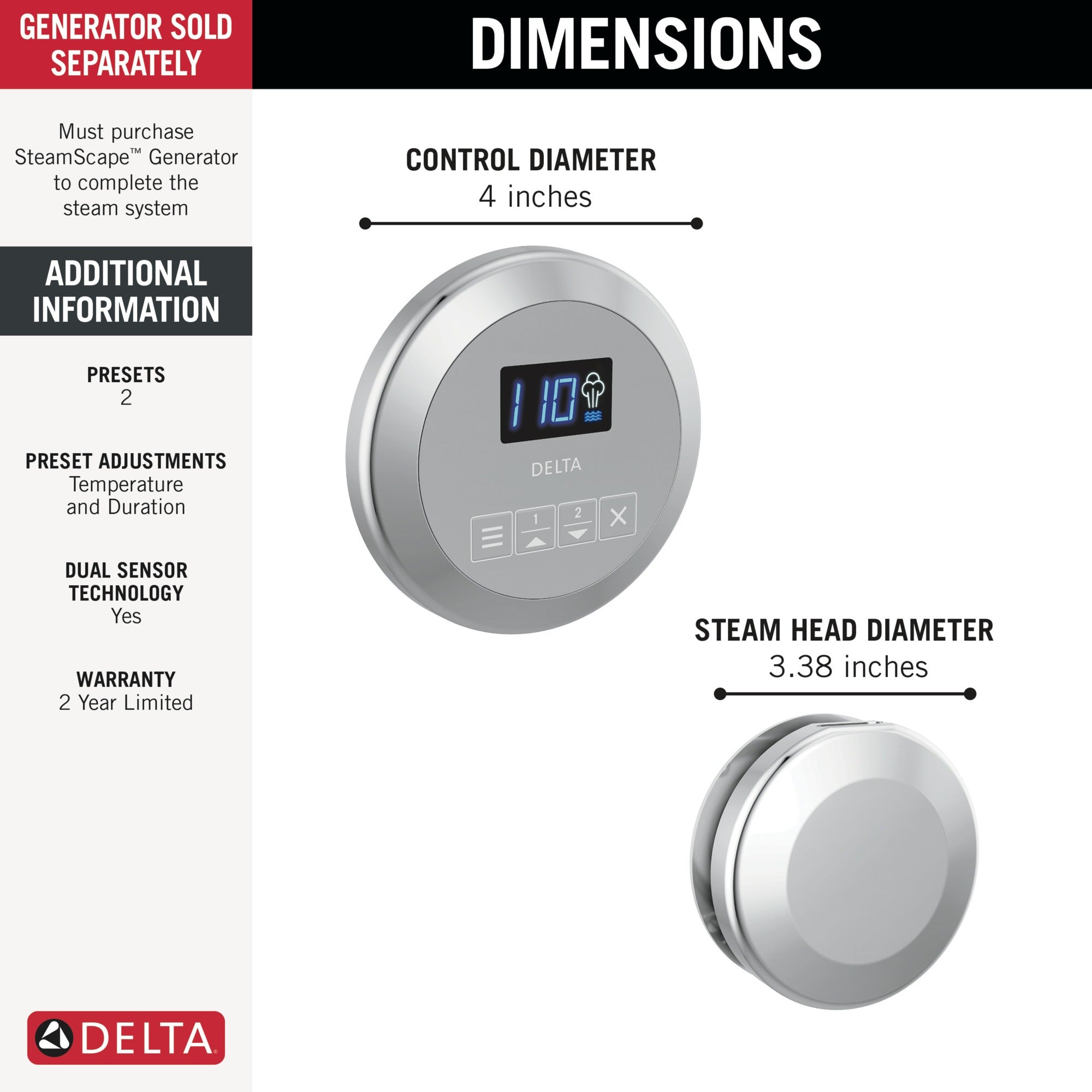 Delta Universal Showering Components Round Steam Package