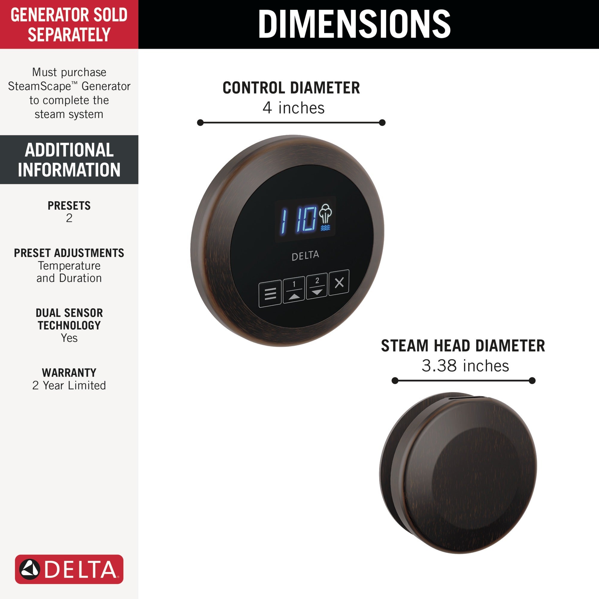 Delta Universal Showering Components Round Steam Package