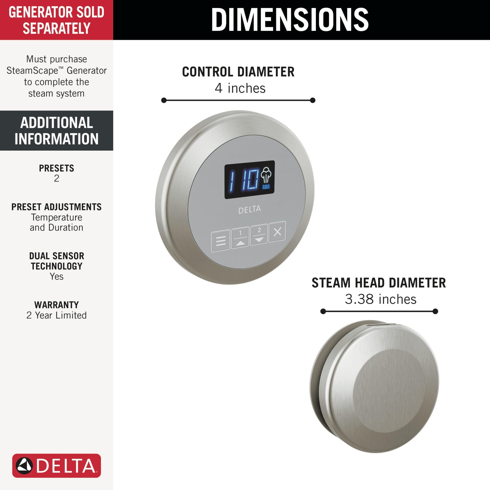 Delta Universal Showering Components Round Steam Package