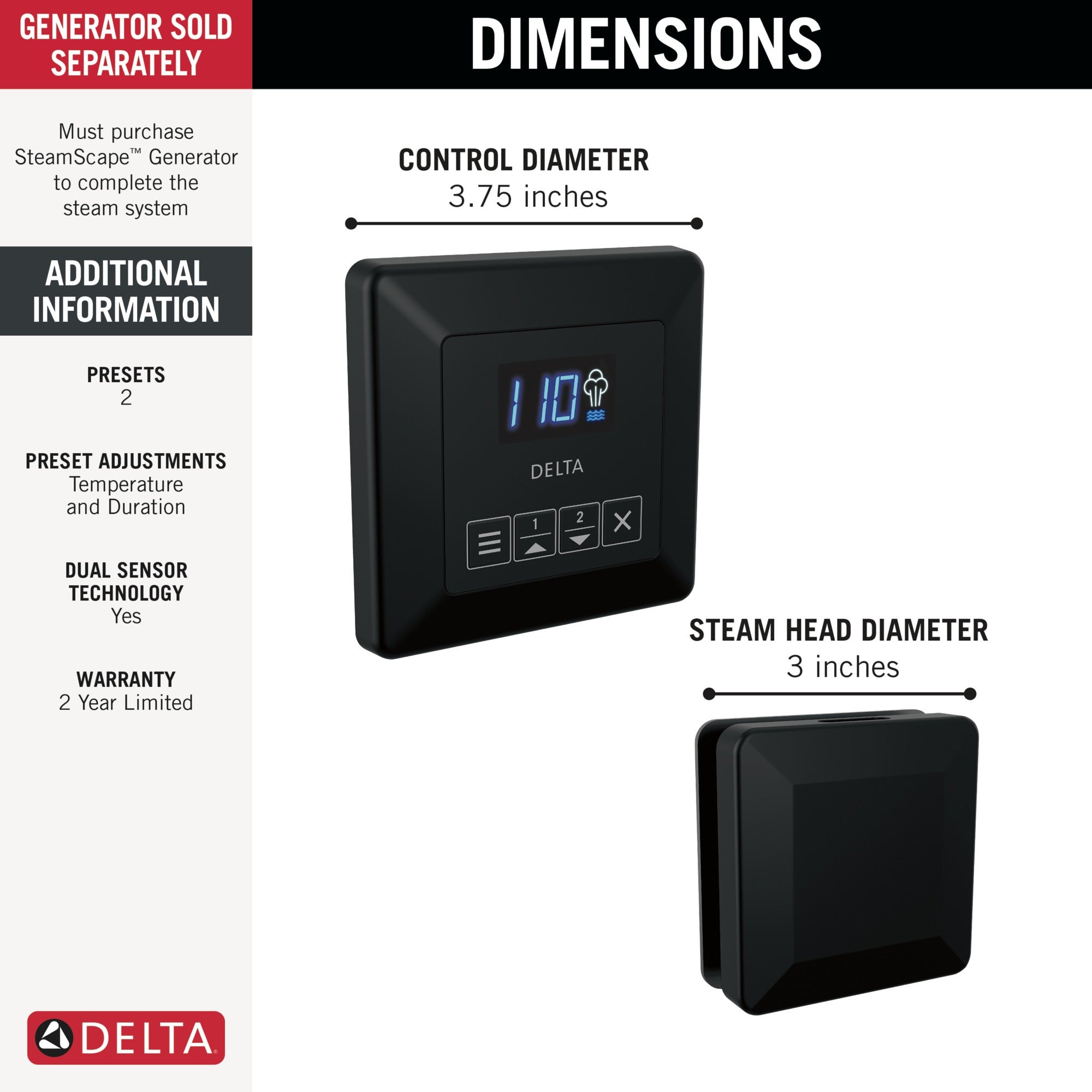 Delta Universal Showering Components Square Steam Package