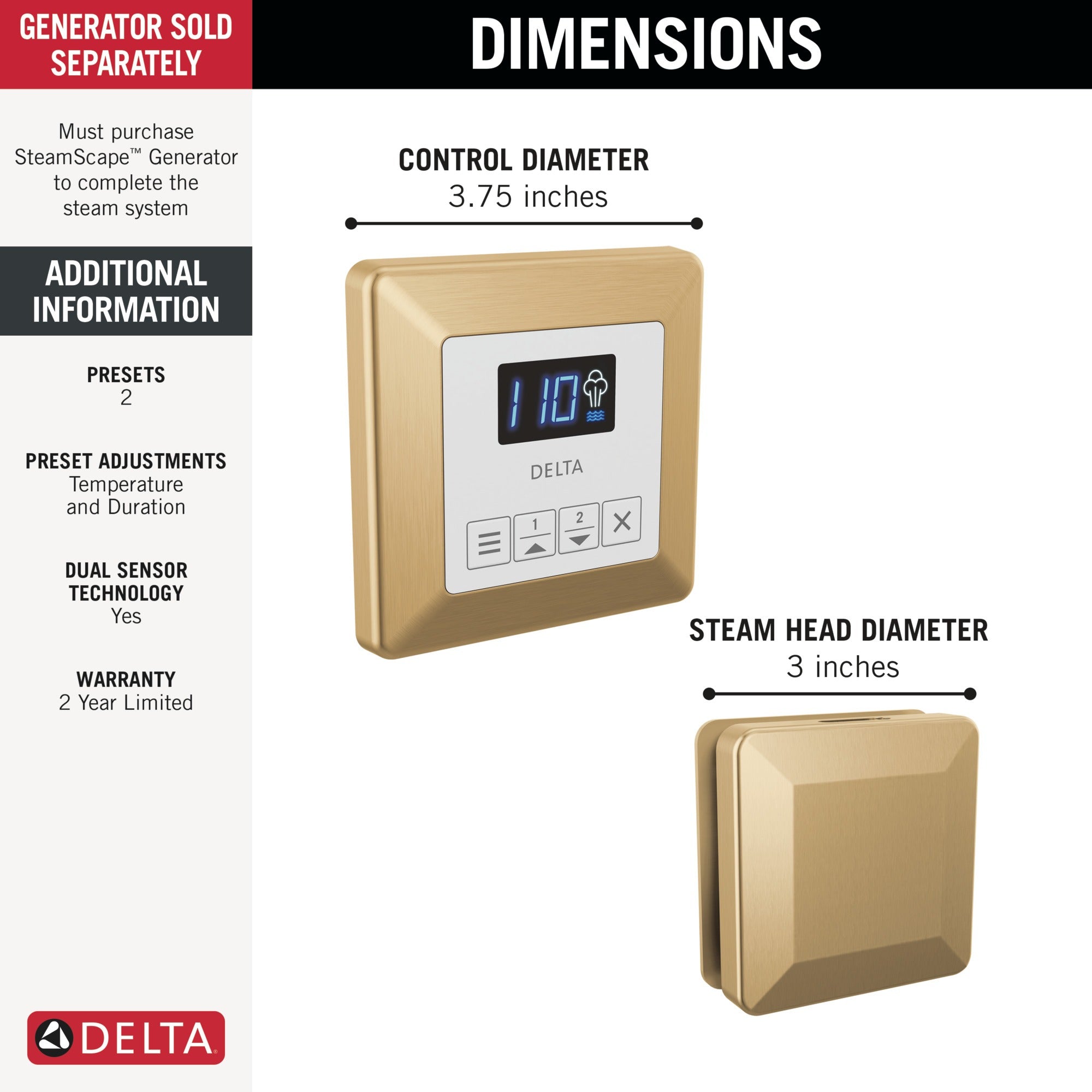 Delta Universal Showering Components Square Steam Package