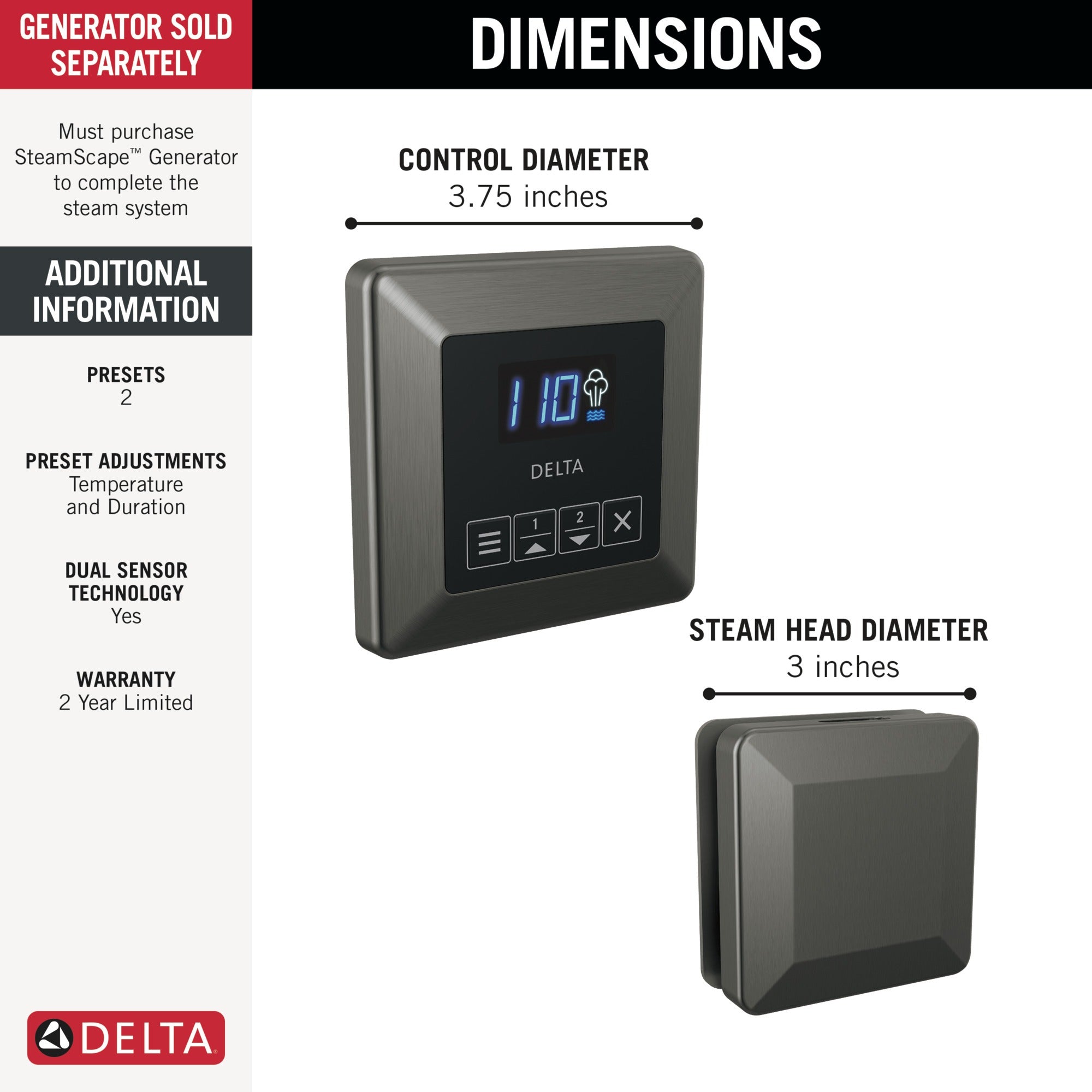 Delta Universal Showering Components Square Steam Package