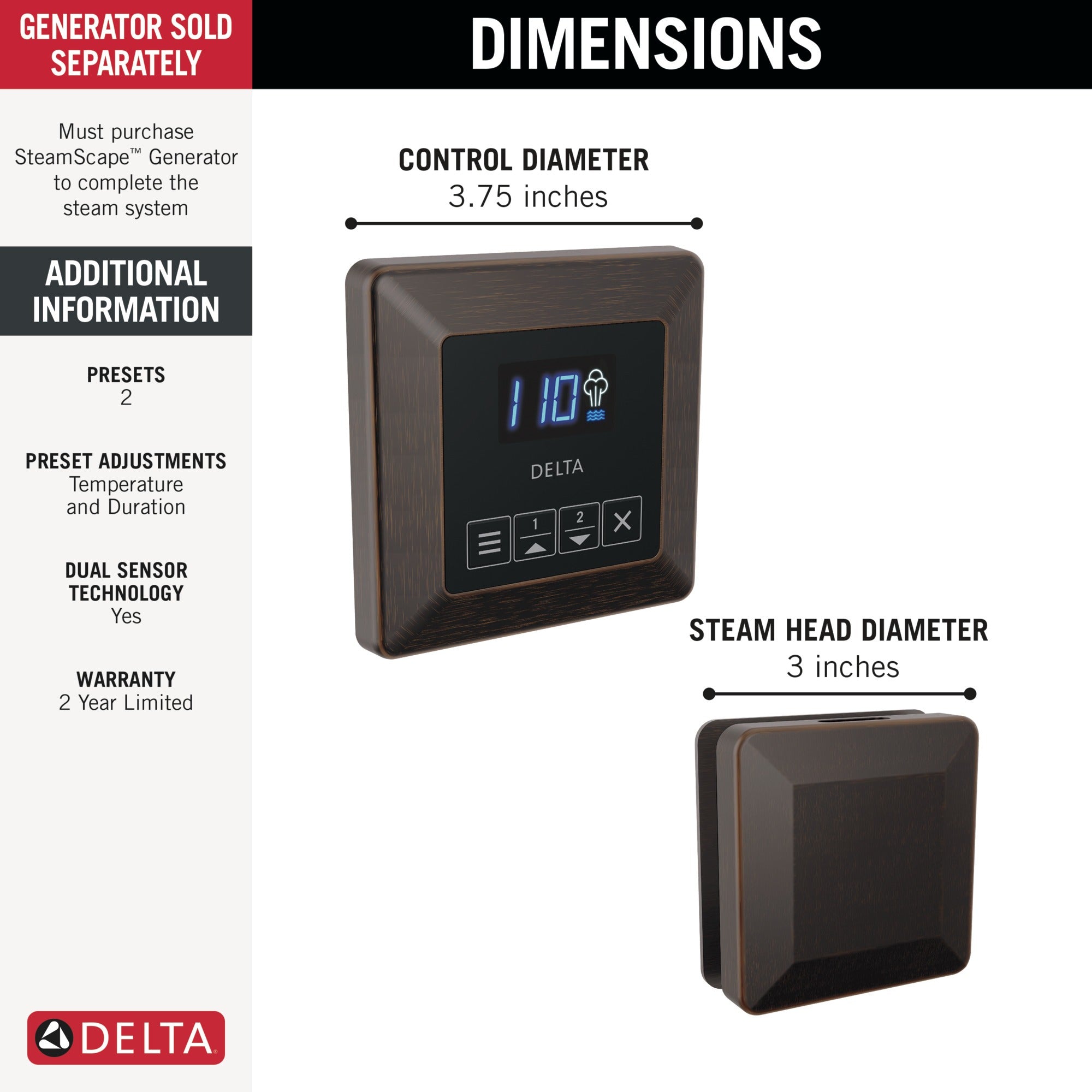 Delta Universal Showering Components Square Steam Package