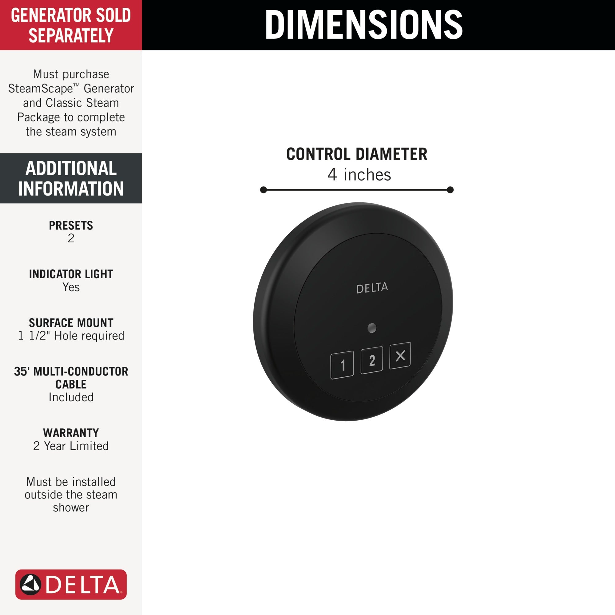 Delta Universal Showering Components Round Exterior Steam Control