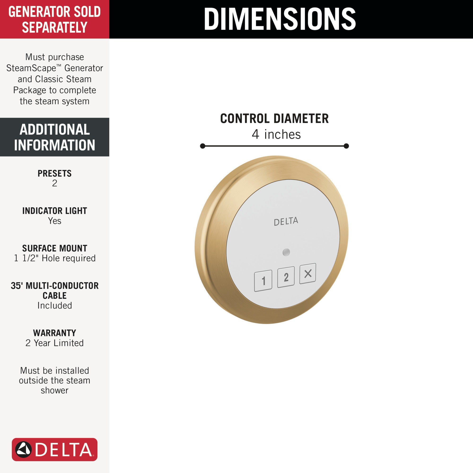 Delta Universal Showering Components Round Exterior Steam Control