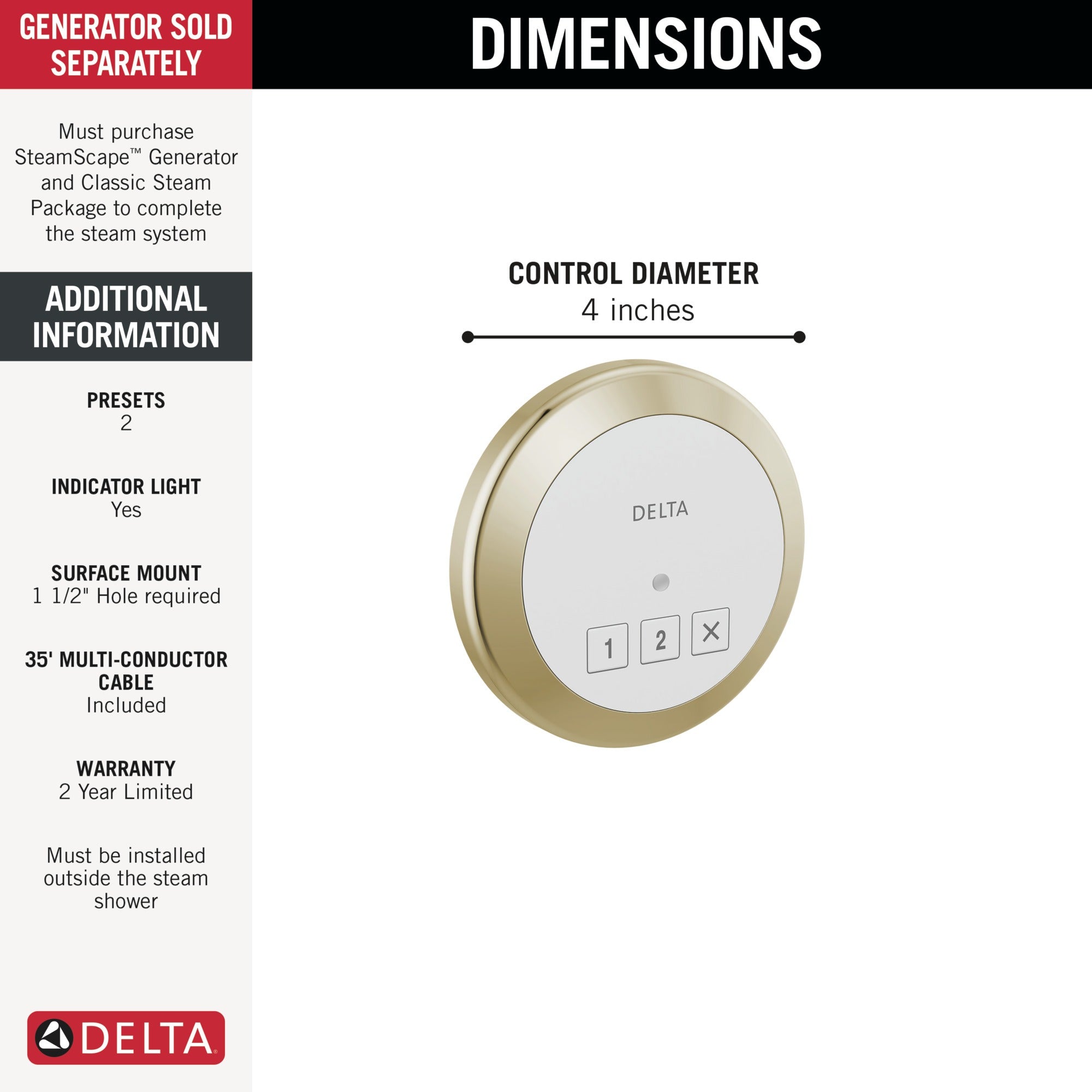 Delta Universal Showering Components Round Exterior Steam Control
