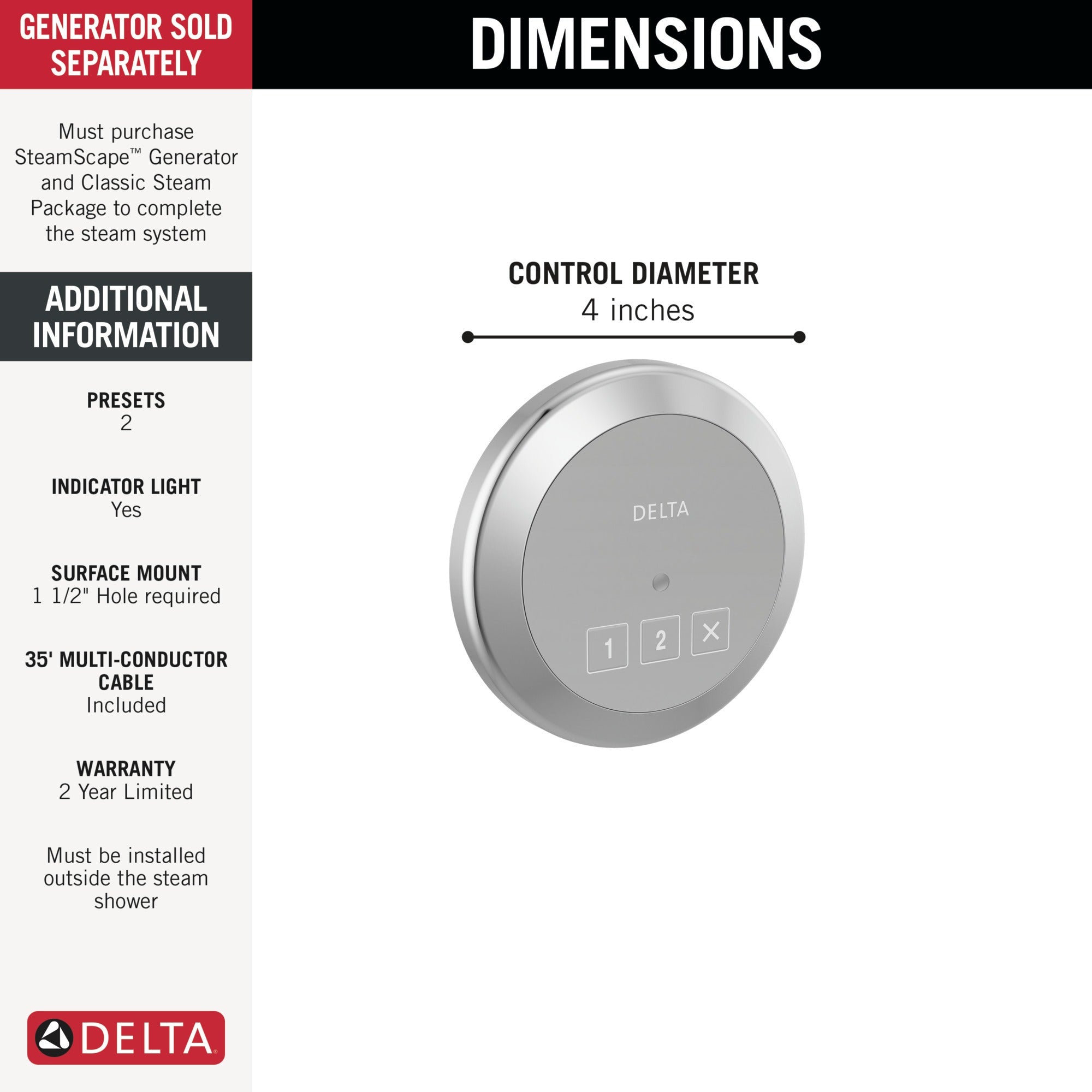 Delta Universal Showering Components Round Exterior Steam Control
