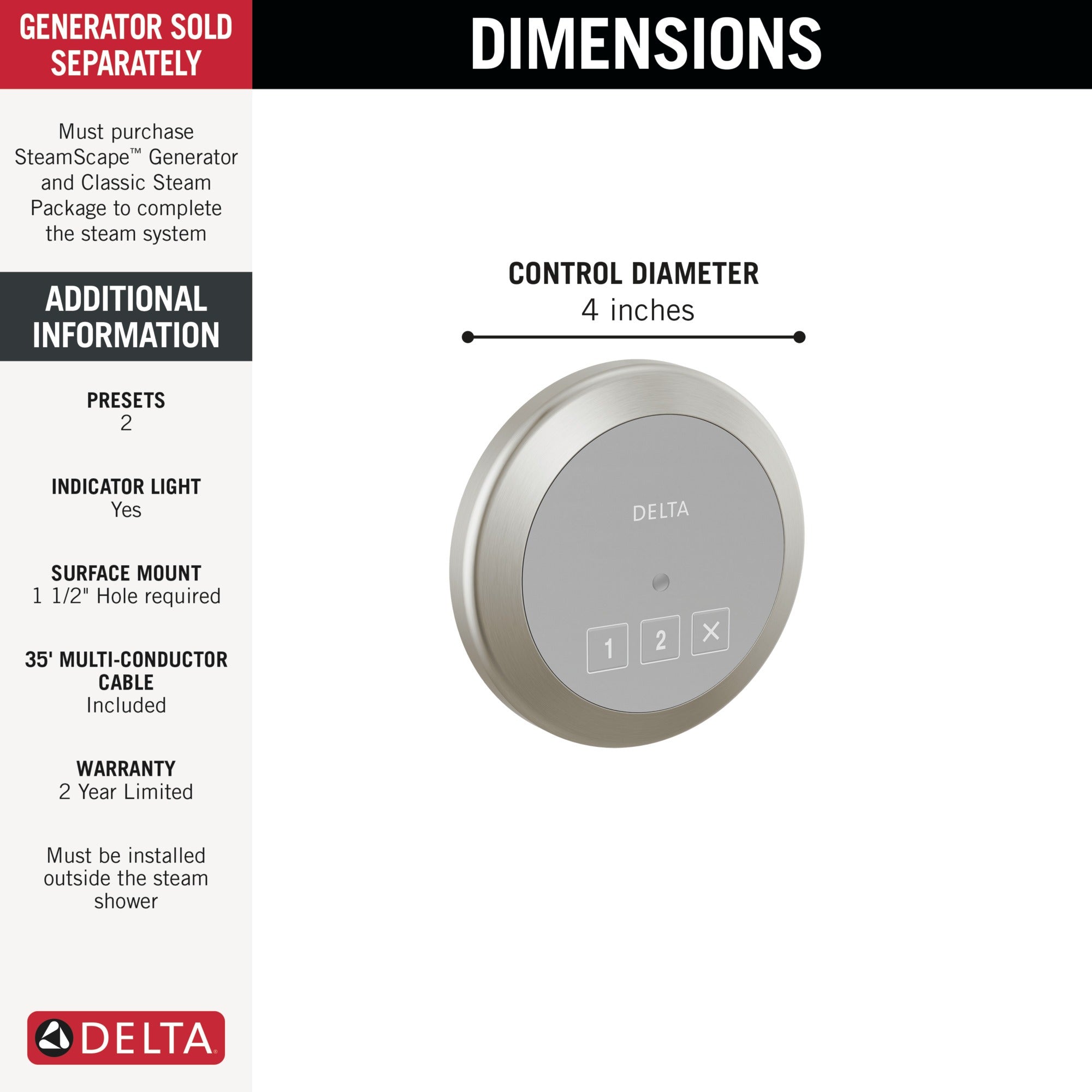 Delta Universal Showering Components Round Exterior Steam Control