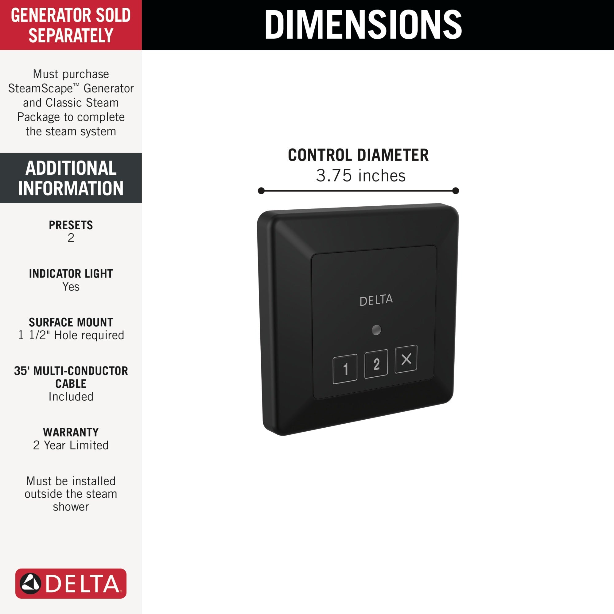 Delta Universal Showering Components Square Exterior Steam Control