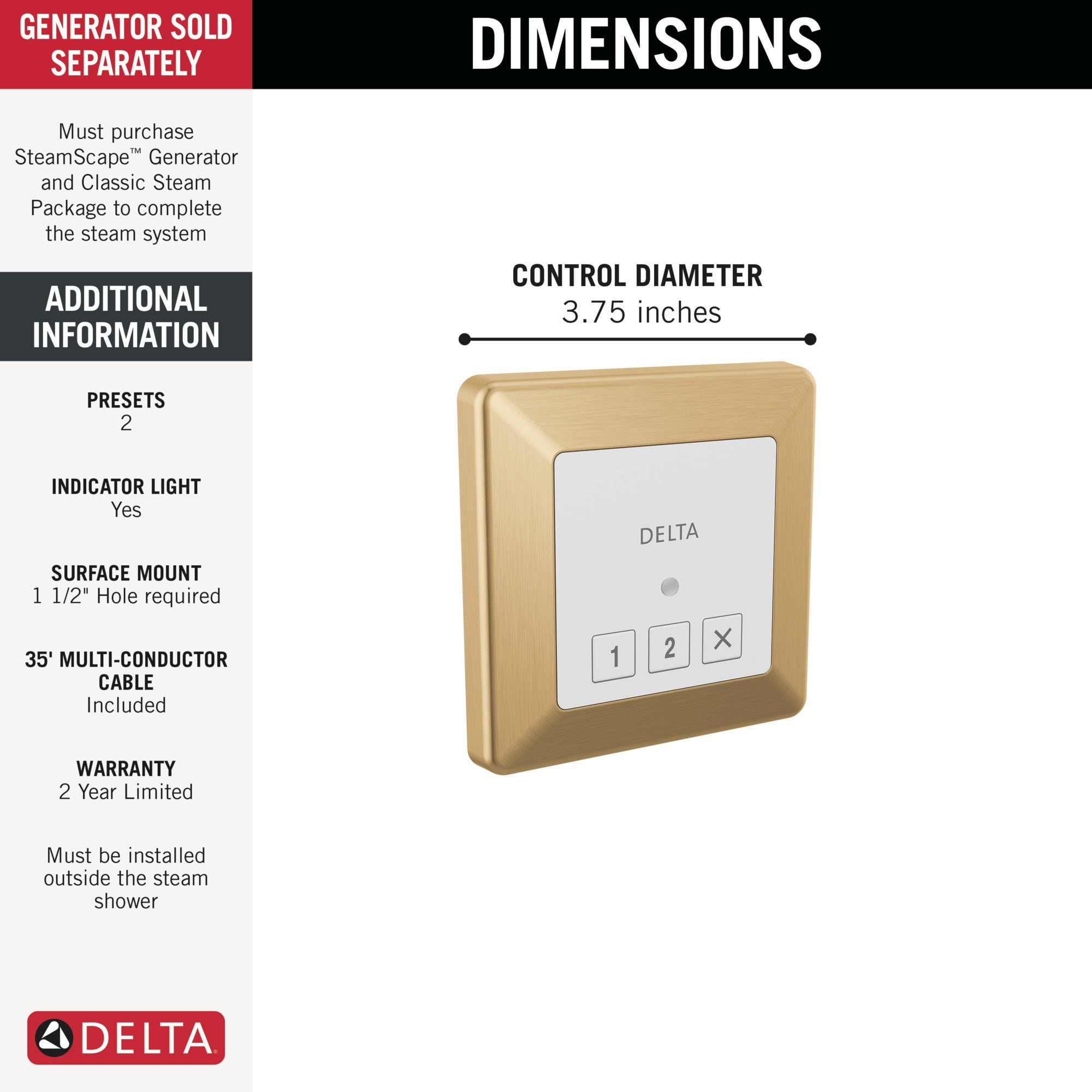 Delta Universal Showering Components Square Exterior Steam Control