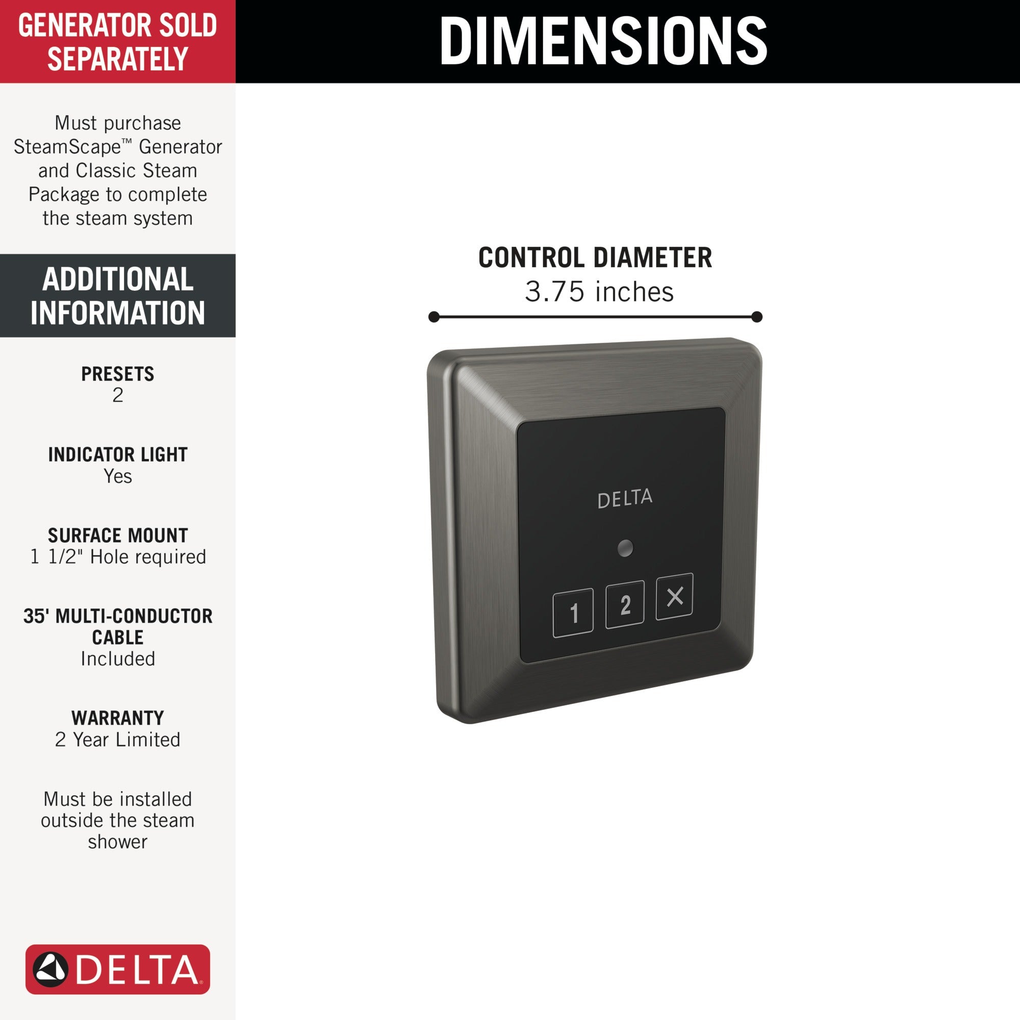 Delta Universal Showering Components Square Exterior Steam Control