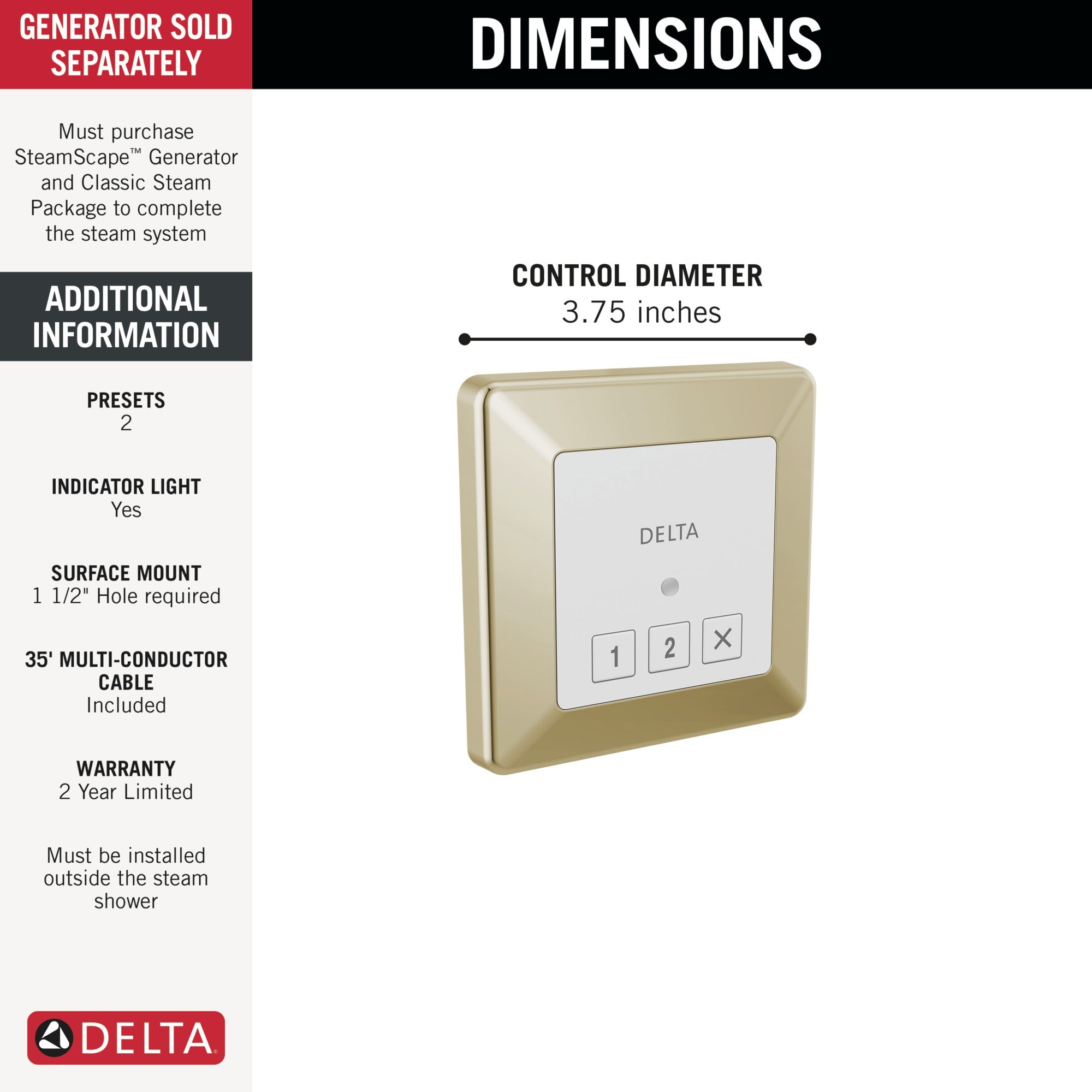 Delta Universal Showering Components Square Exterior Steam Control