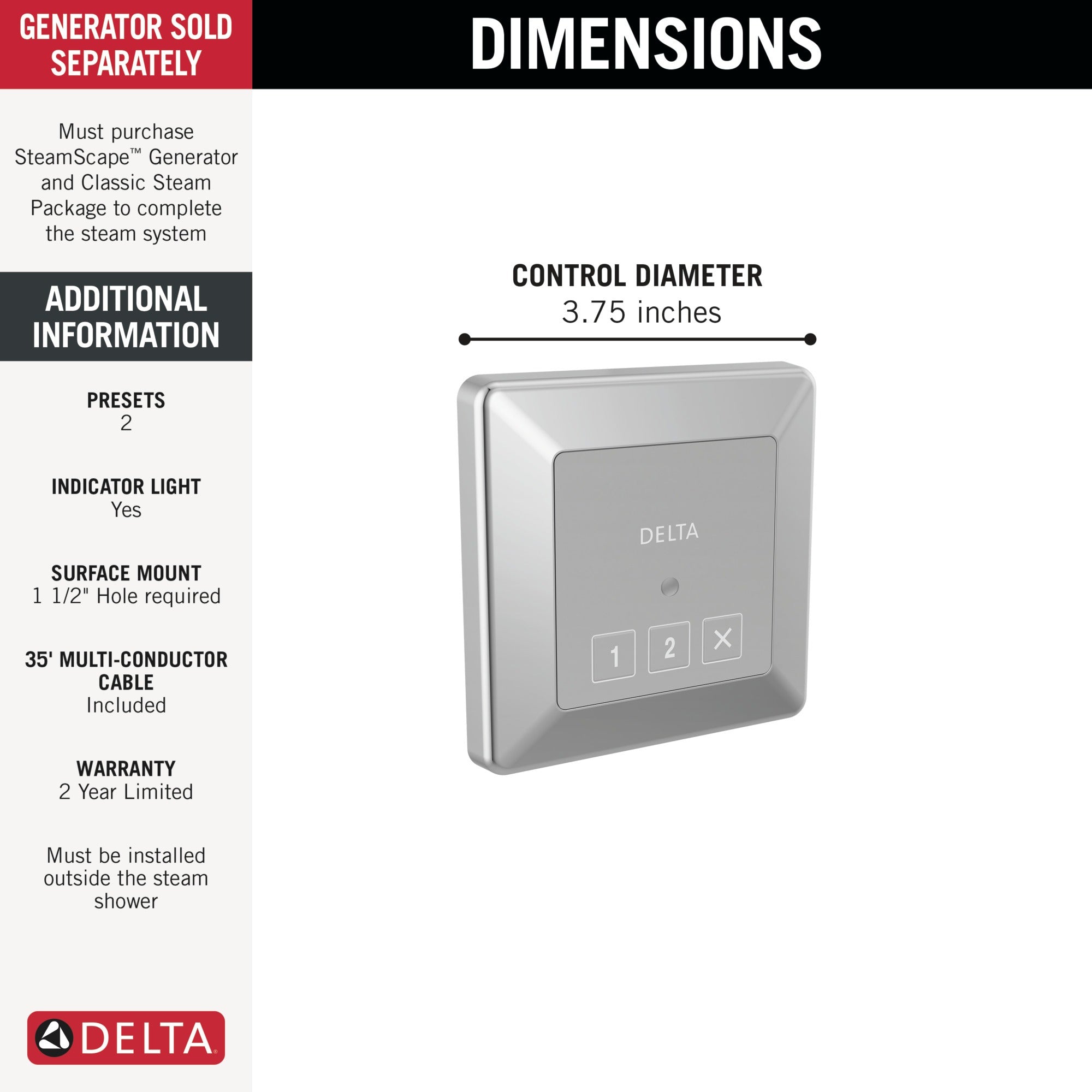 Delta Universal Showering Components Square Exterior Steam Control