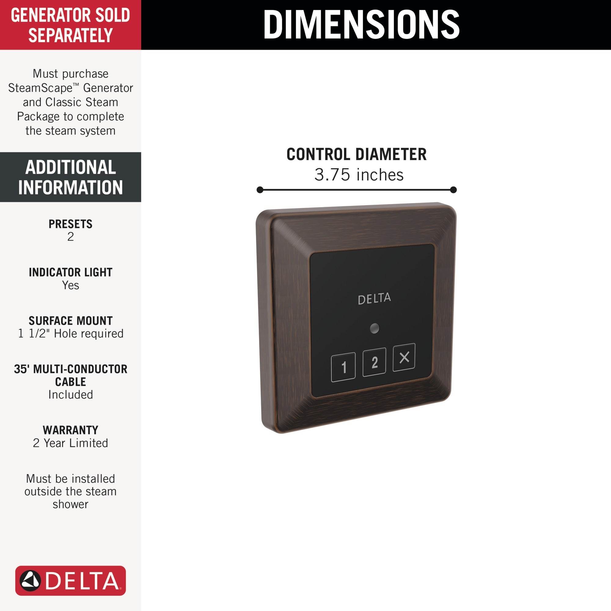 Delta Universal Showering Components Square Exterior Steam Control