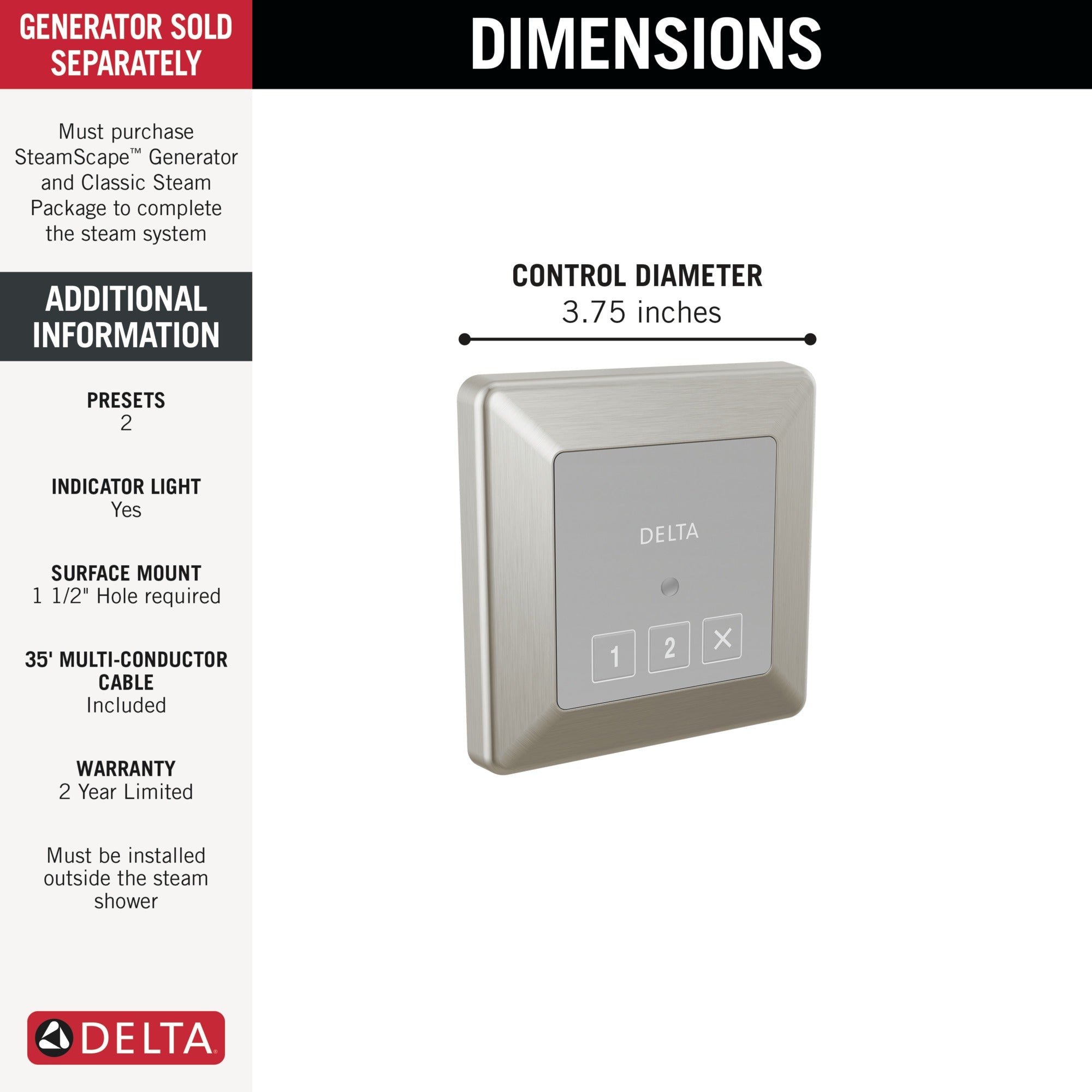 Delta Universal Showering Components Square Exterior Steam Control