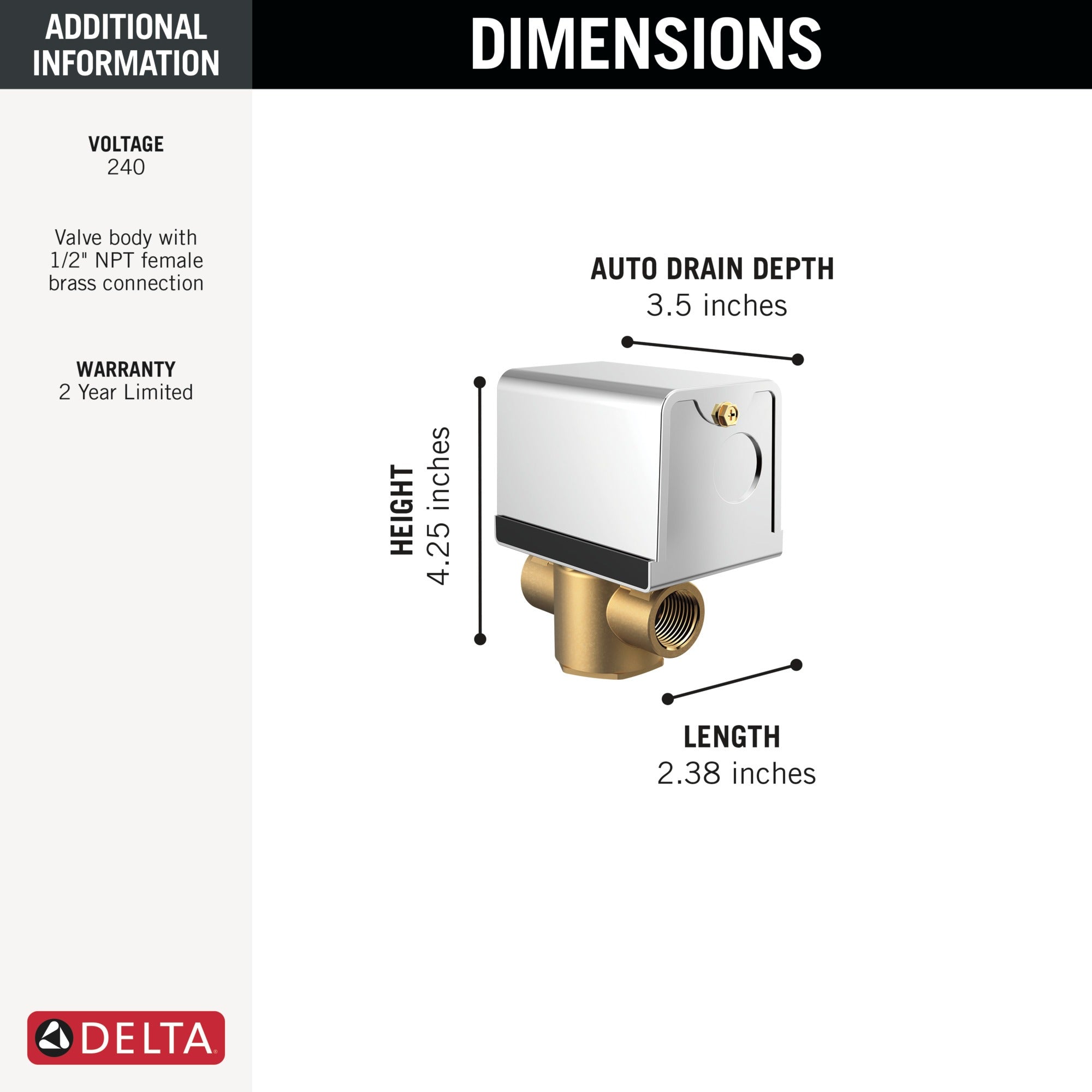 Delta Universal Showering Components Auto Drain - 240v