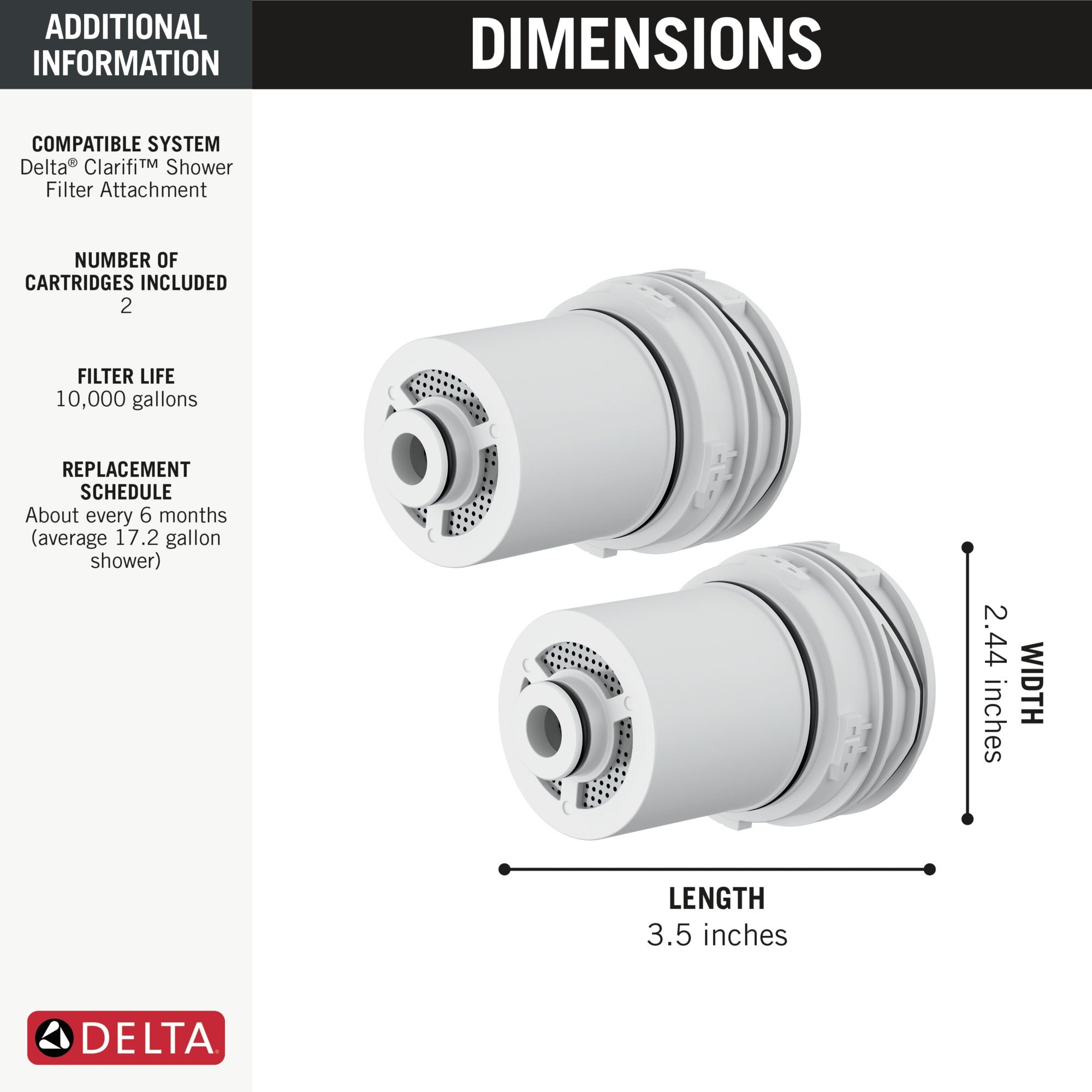 Delta Clarifi™ Shower Filter Replacement Cartridge 2 Pack