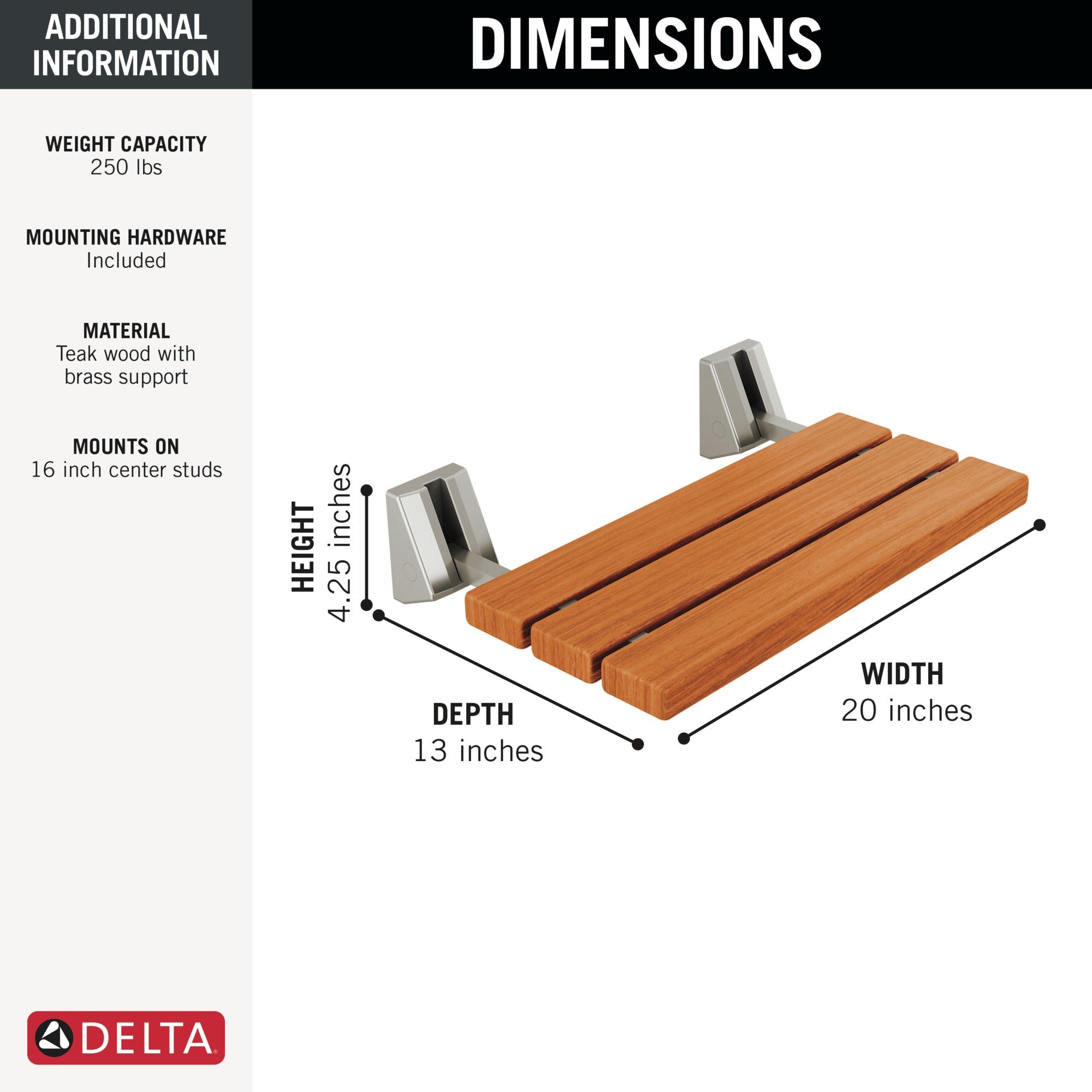 Delta Universal Showering Components Tilt-Up Shower Seat