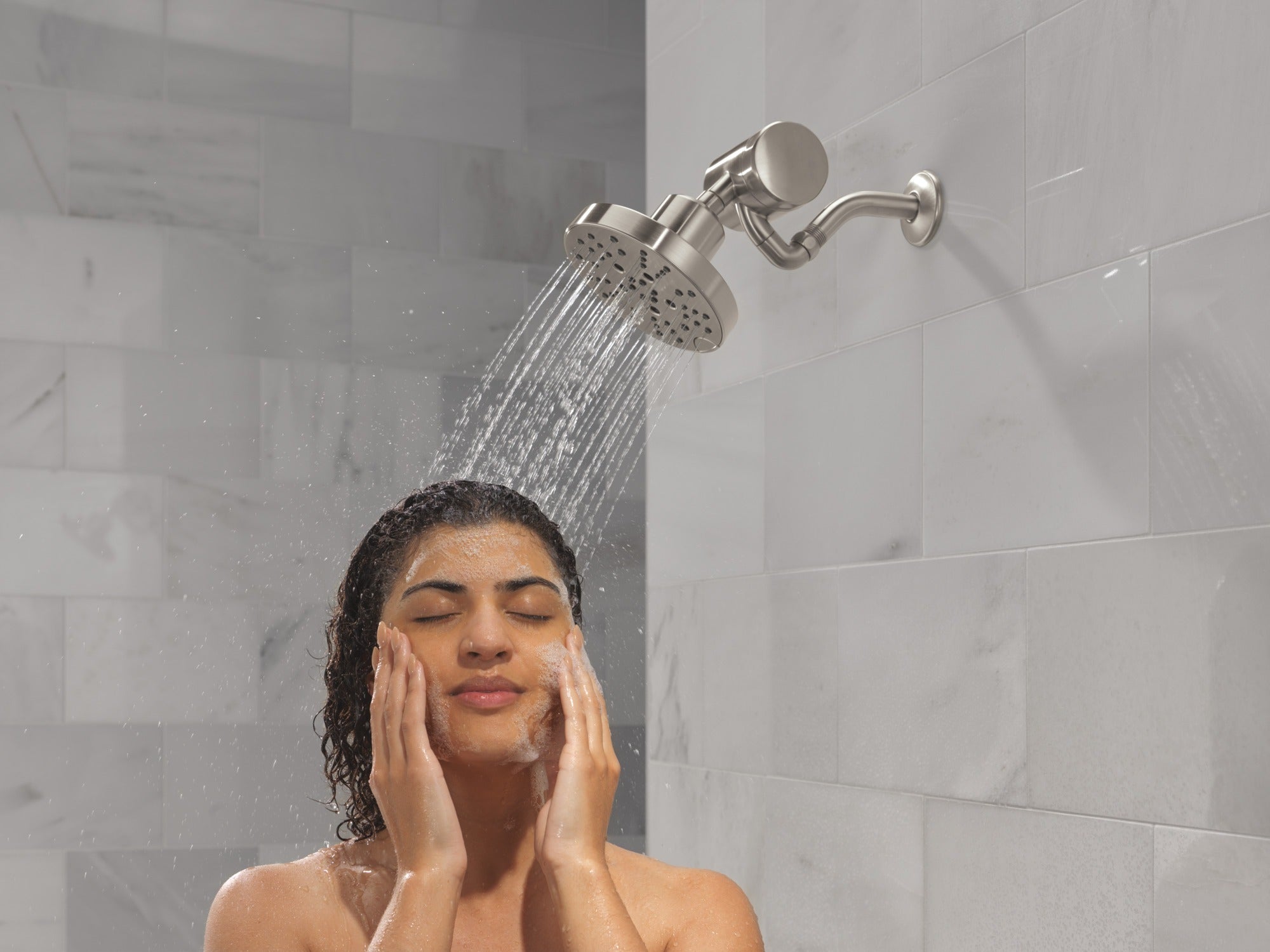 Delta Universal Showering Components H2OKinetic® 5-Setting Contemporary Raincan Shower Head
