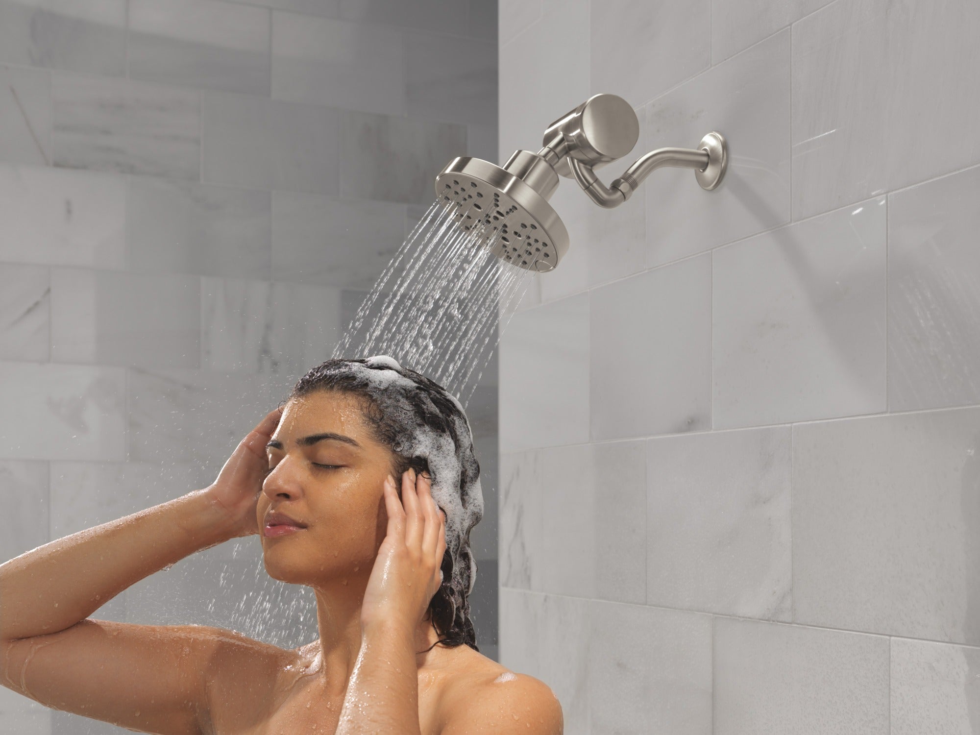 Delta Universal Showering Components H2OKinetic® 5-Setting Contemporary Raincan Shower Head