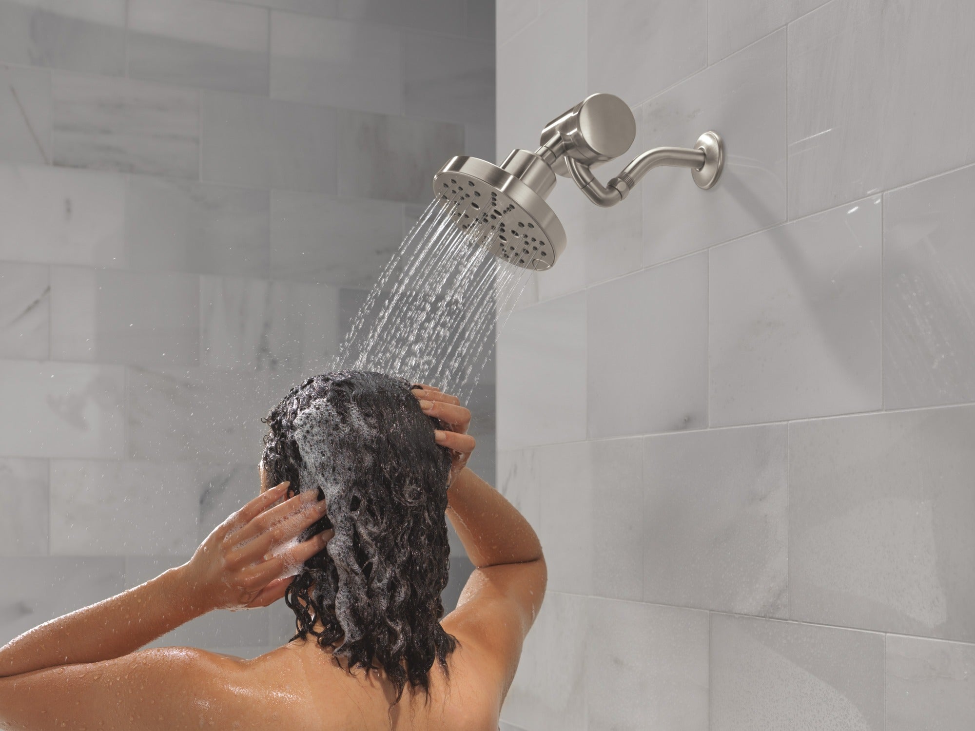 Delta Universal Showering Components H2OKinetic® 5-Setting Contemporary Raincan Shower Head