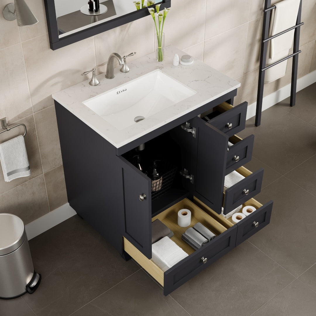 Eviva Acclaim Bath Vanity with Counter Top and Undermount Porcelain Sink (24"-30")