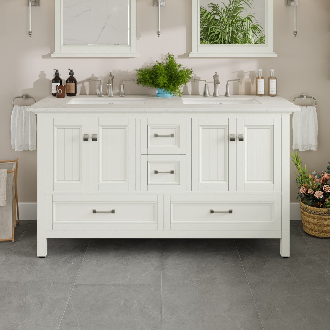 Eviva Britney Bath Vanity with Carrara Quartz Top and Undermount Porcelain Sink (24"-72")